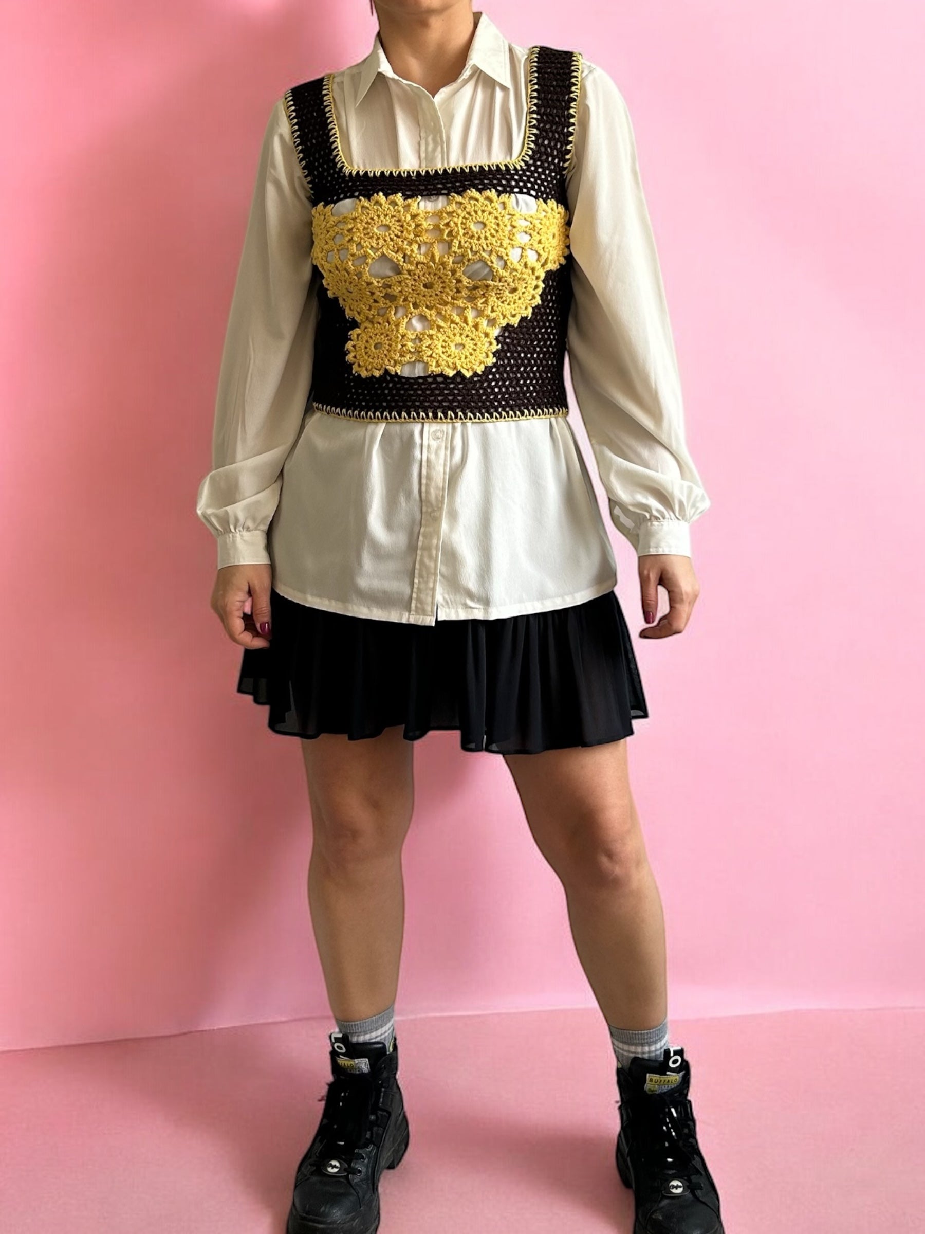 Handmade Vintage Crochet Floral Top