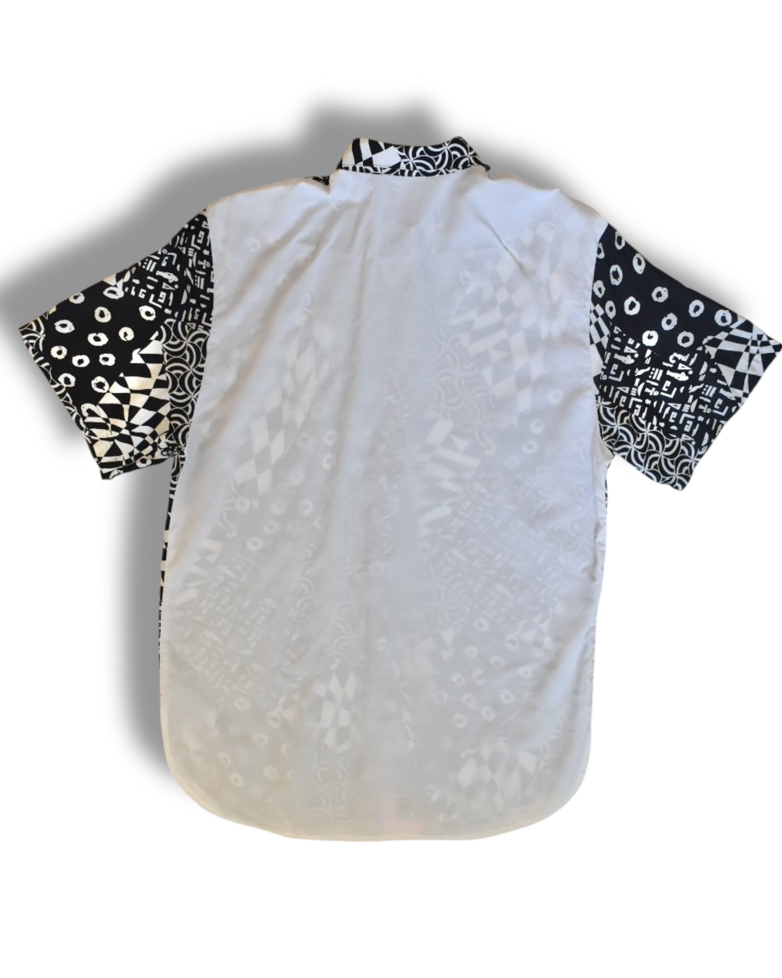 Vintage Button-Up Shirt (Abstract Black & White Print)