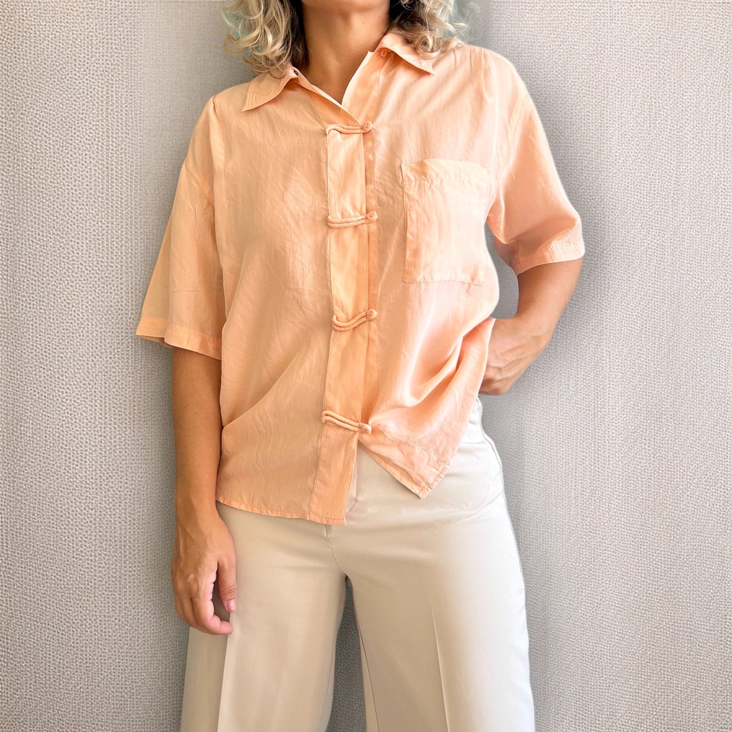 Vintage Silk Peach Shirt