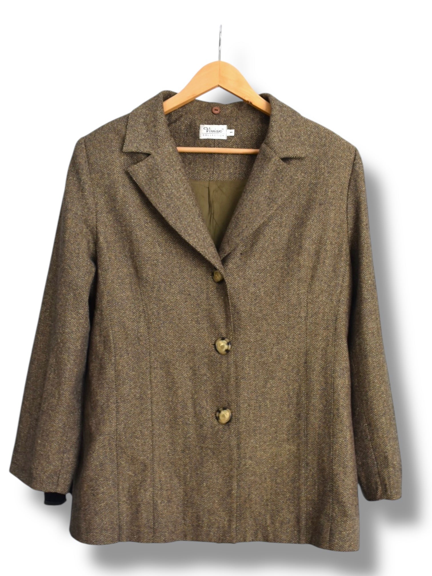 Vintage Wool Fishbone Blazer