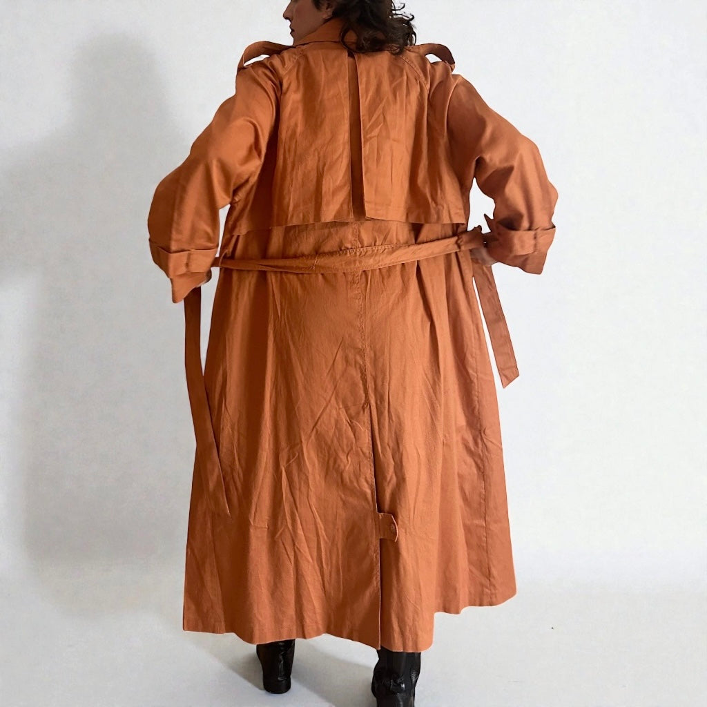 Vintage Oversized Trench Coat - Rust Terracotta