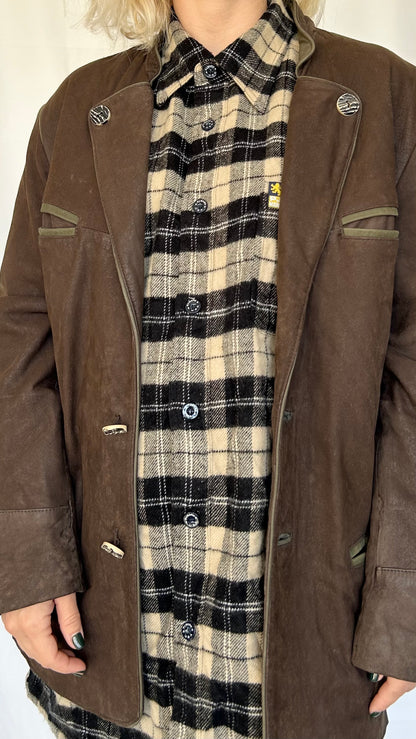 Vintage Brown Leather Blazer