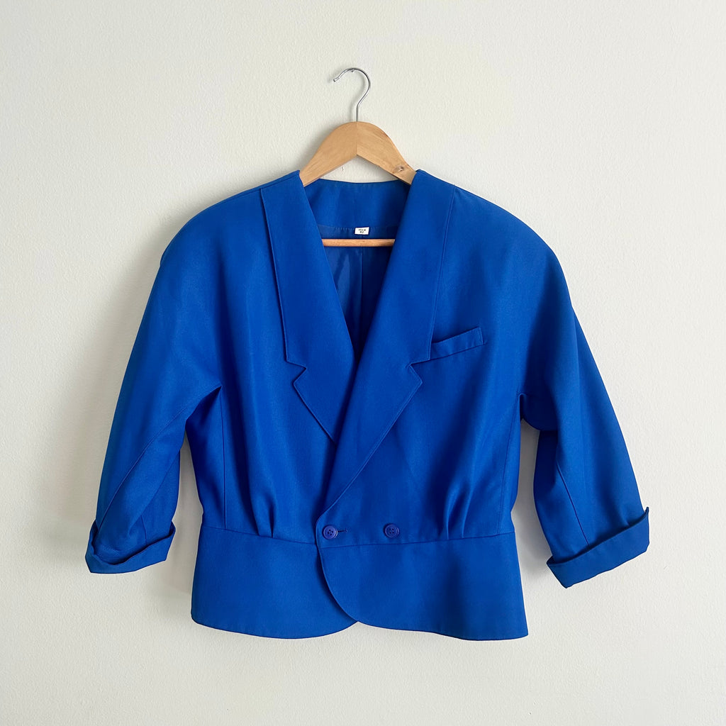 1980s Cobalt Blue Cropped Power Blazer