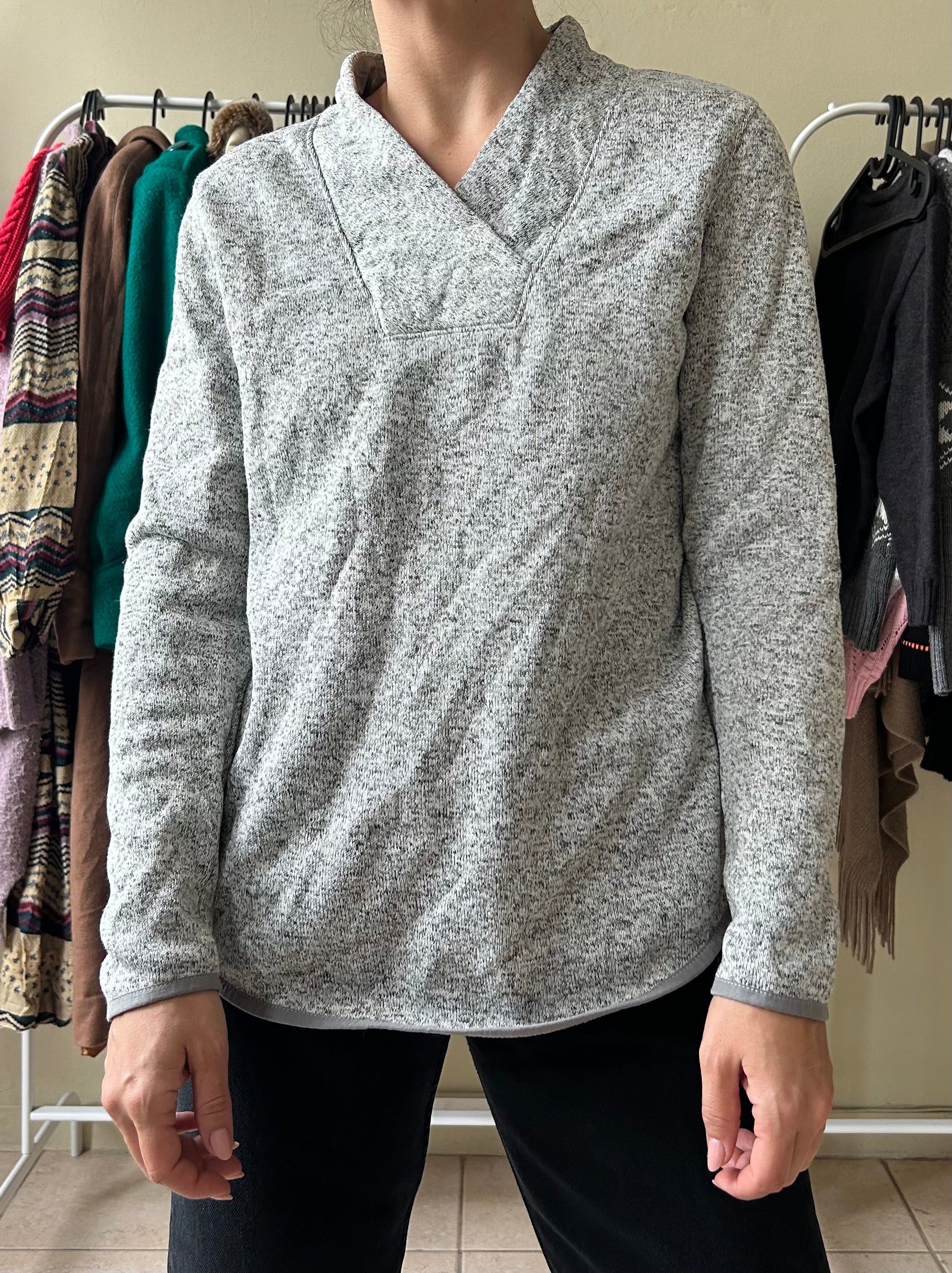 Grey Knitted Shel Fleece M