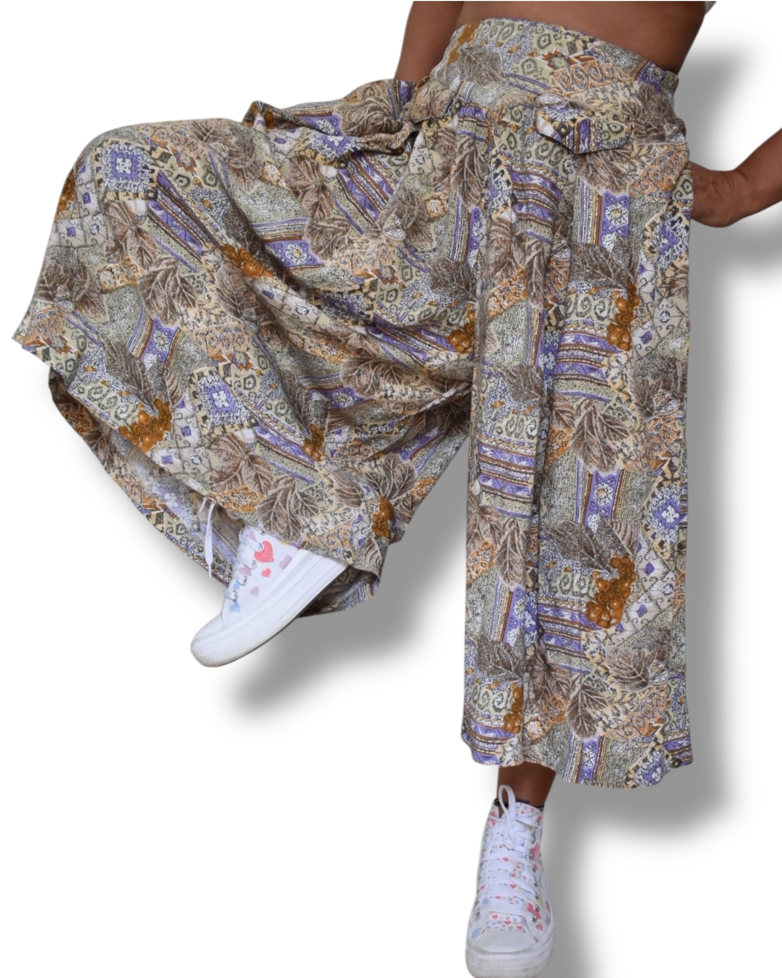 Vintage Wide-Leg Culotte Shorts – 100% Viscose