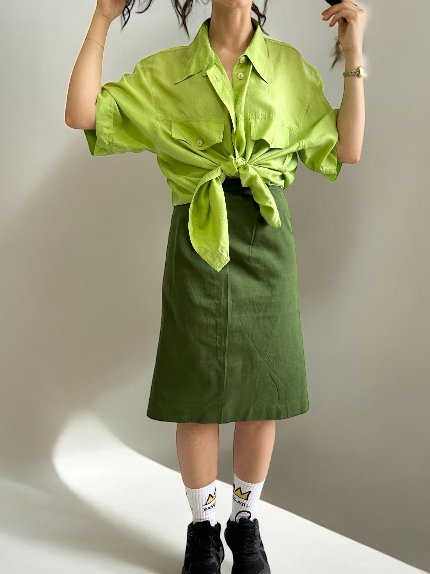 Vintage Midi Military Green Skirt