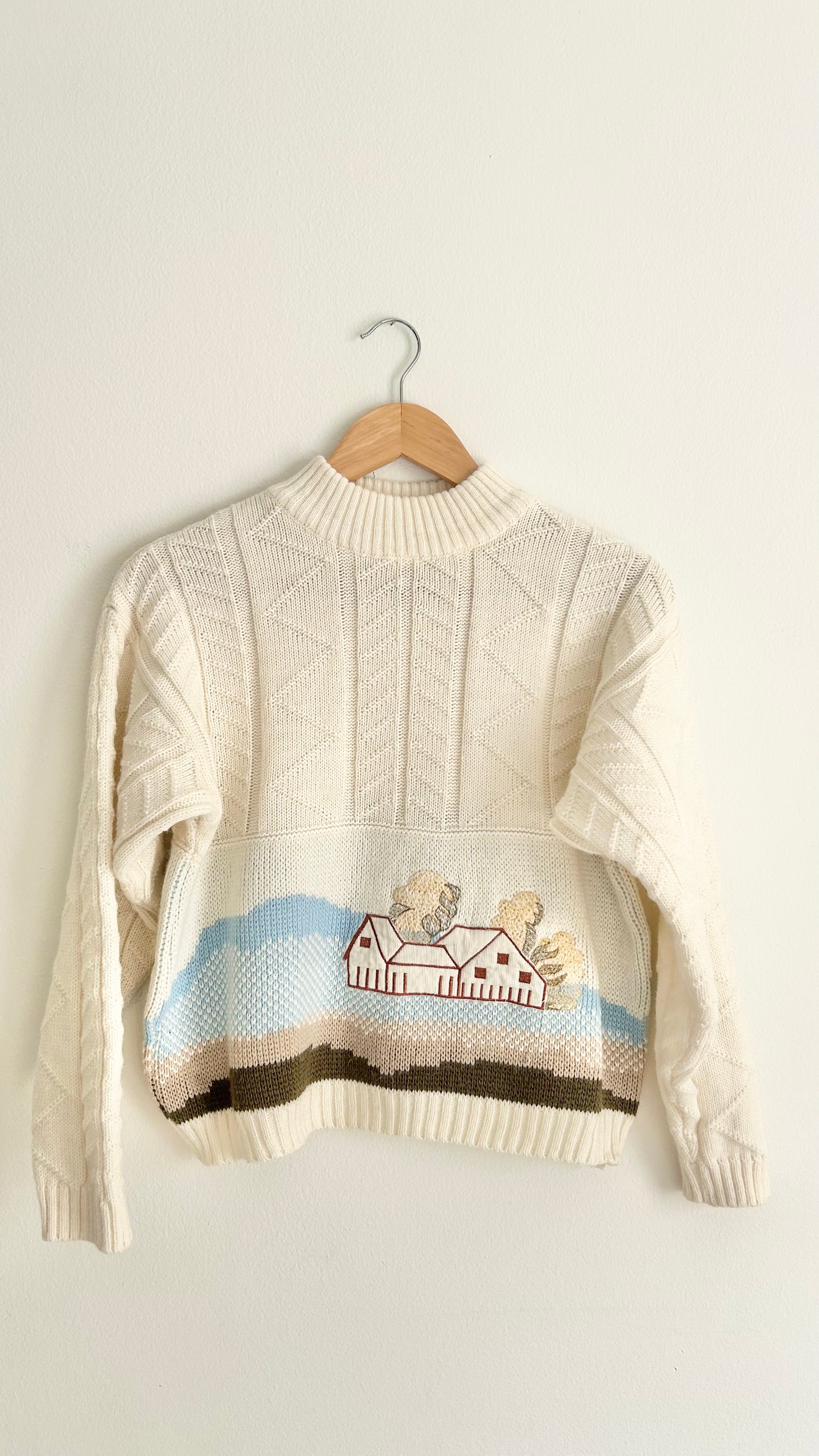 Vintage Embroidered Wool Blend Sweater