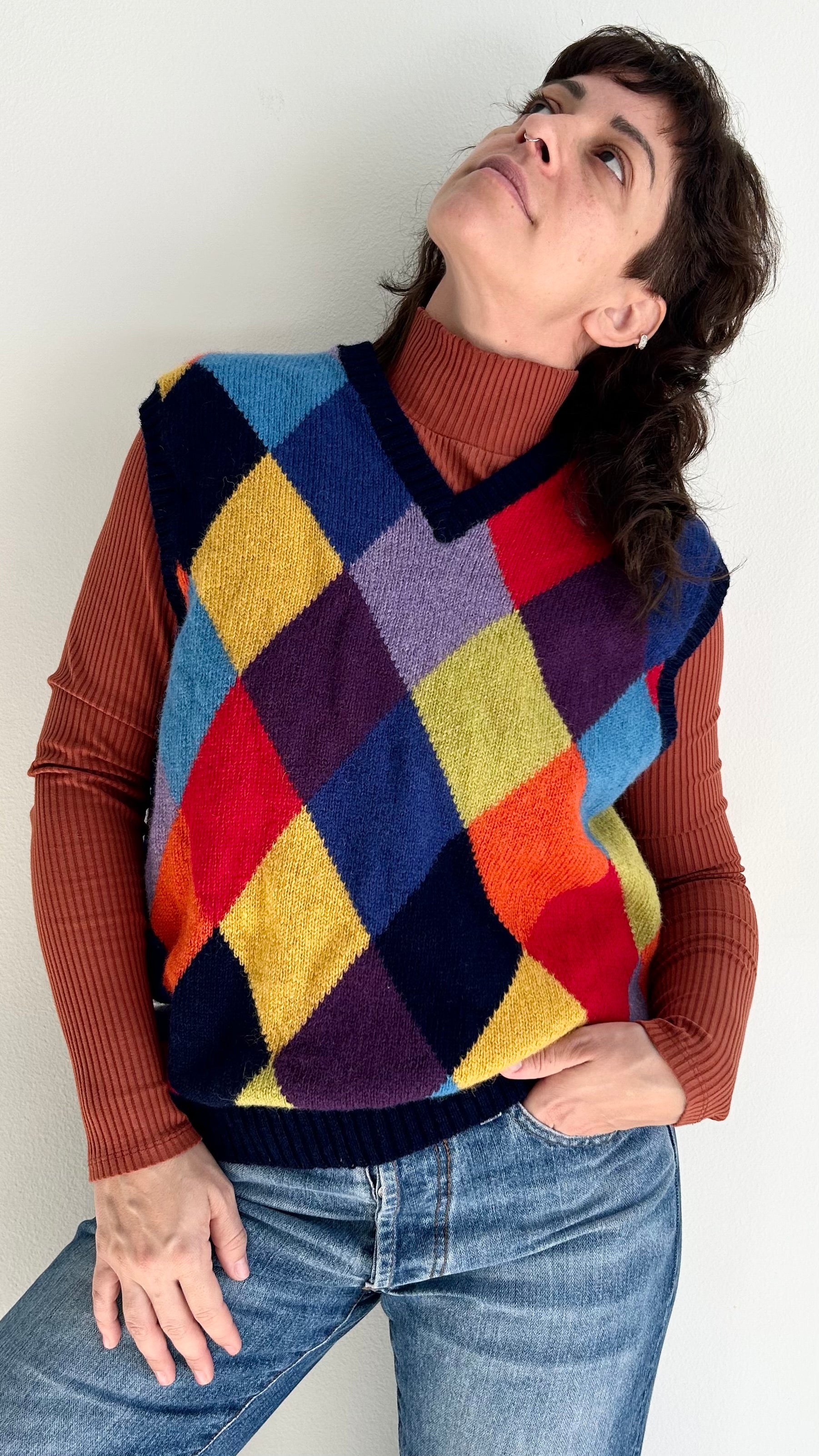 Classic Shetland Wool Vest – Argyle Pattern