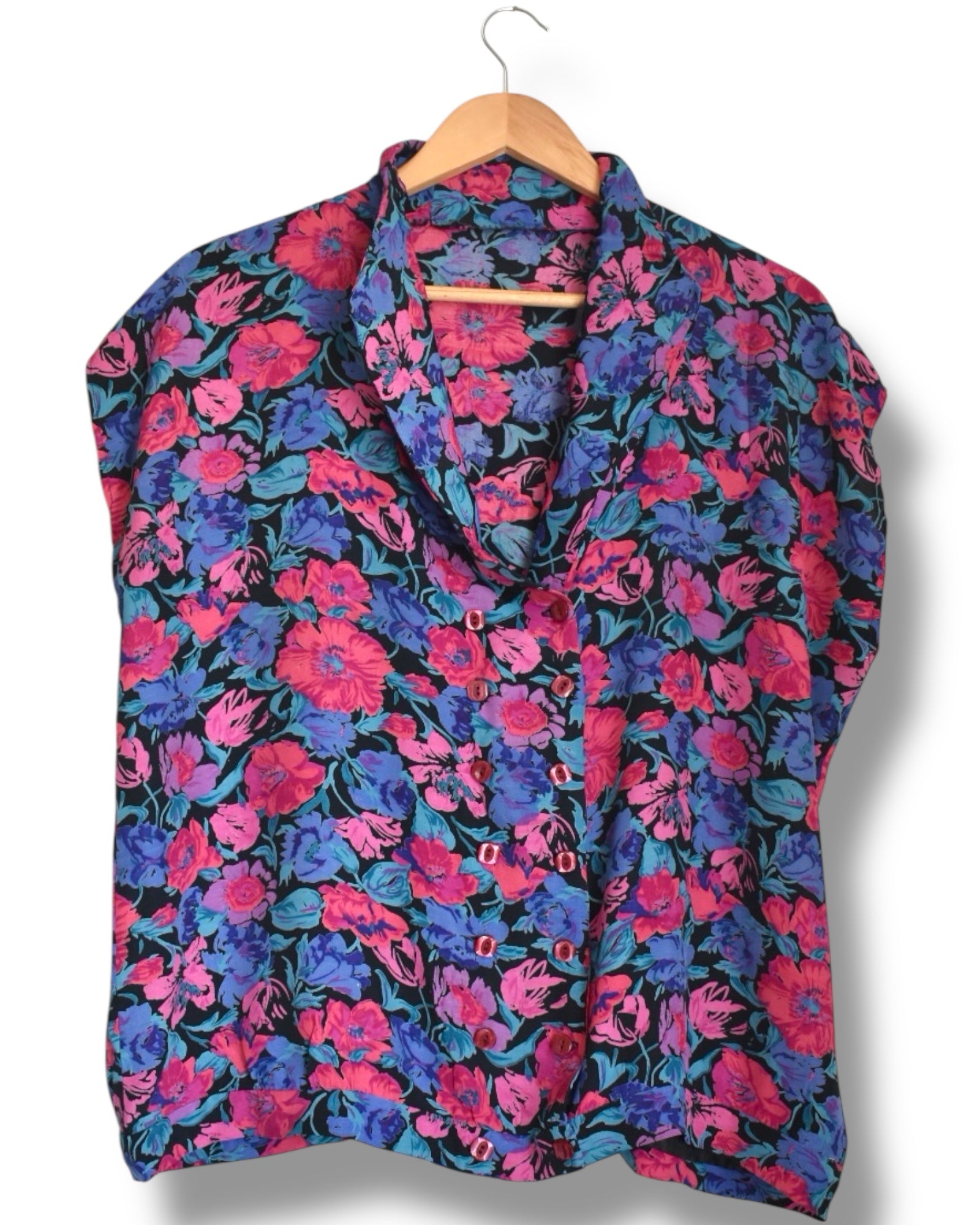 Vintage Sleeveless Women’s Blouse – Floral Print