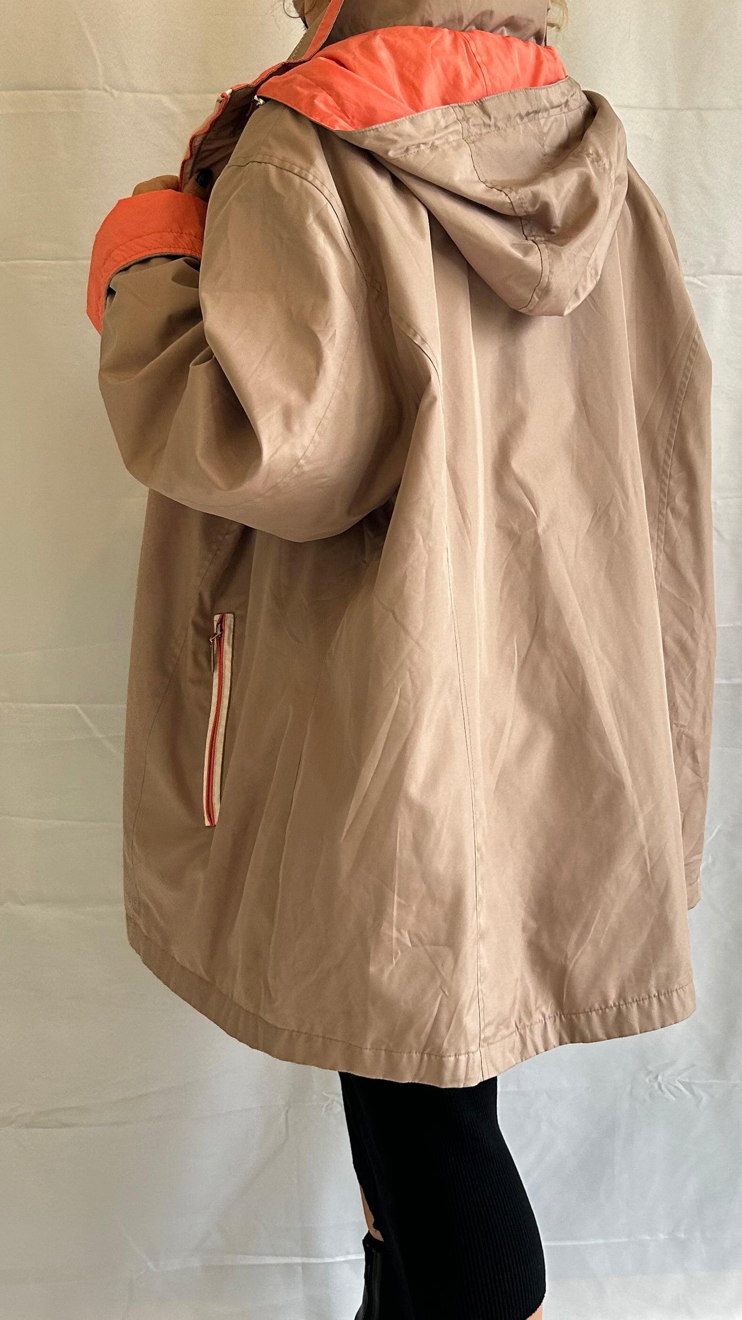 Beige Oversized Windbreaker