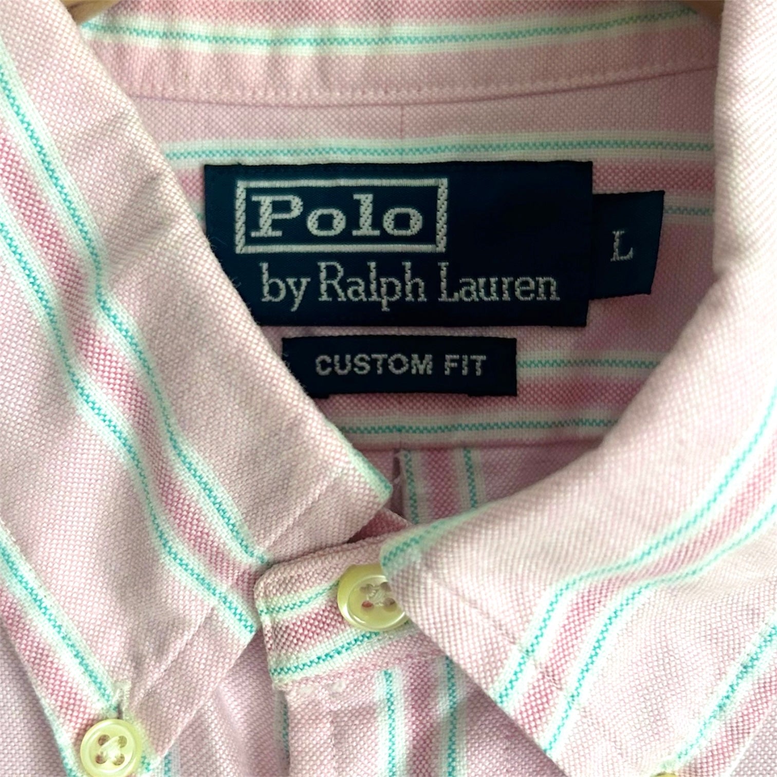 Polo Ralph Lauren "Custom Fit" Oxford – Pink & Mint Candy Stripe