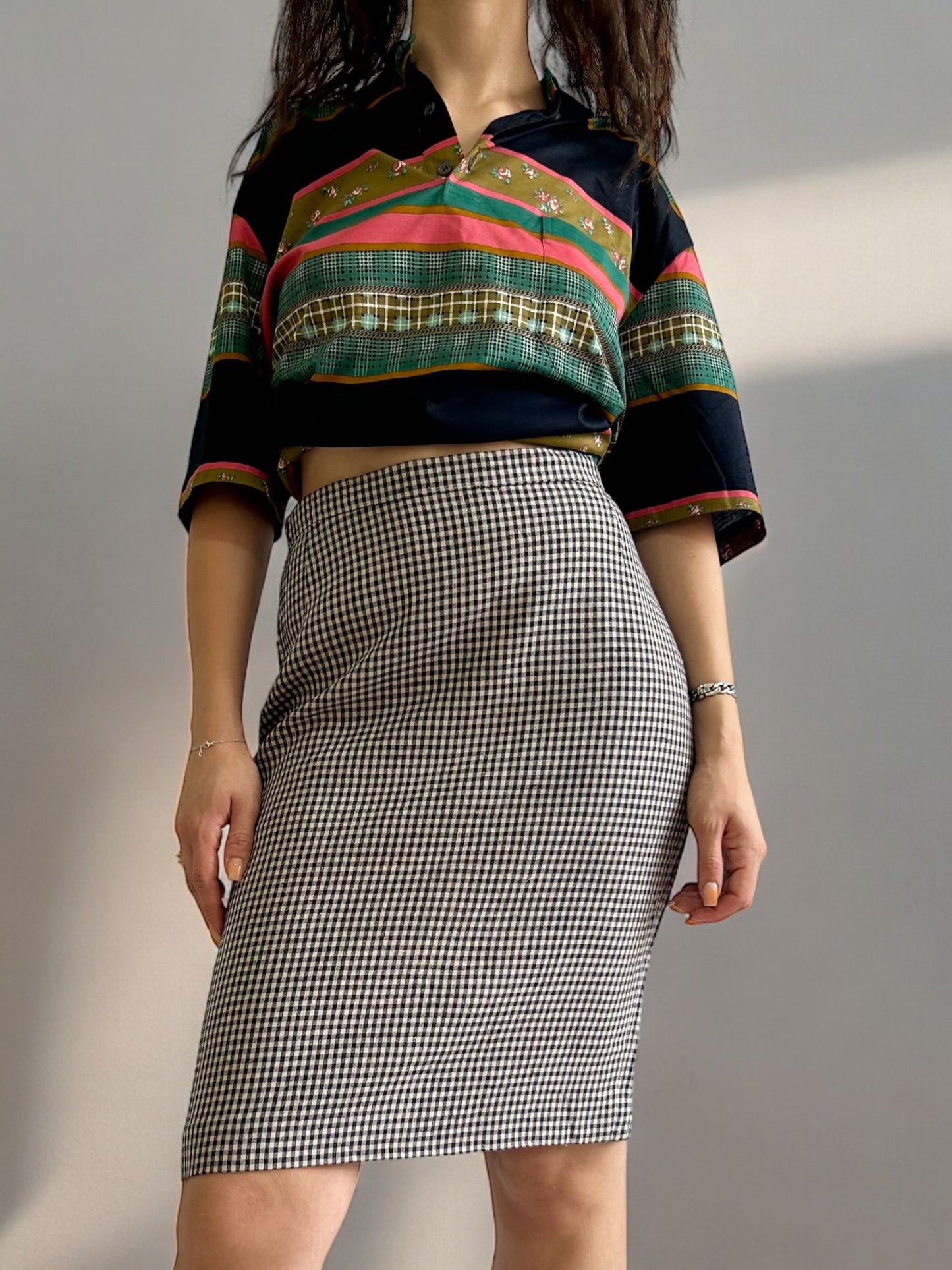 Vintage Plaid Midi Skirt