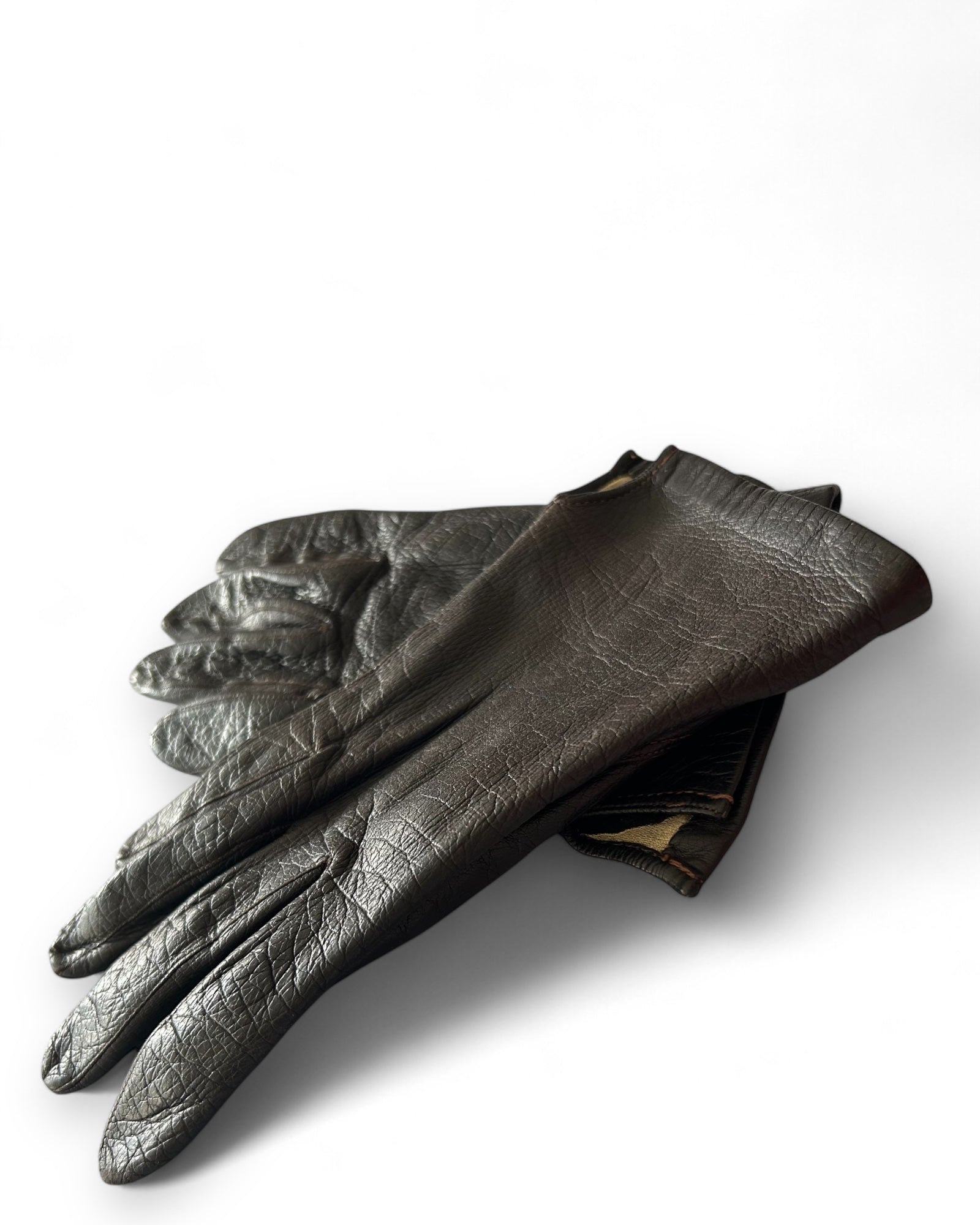 Vintage Classic Dark Brown Leather Gloves