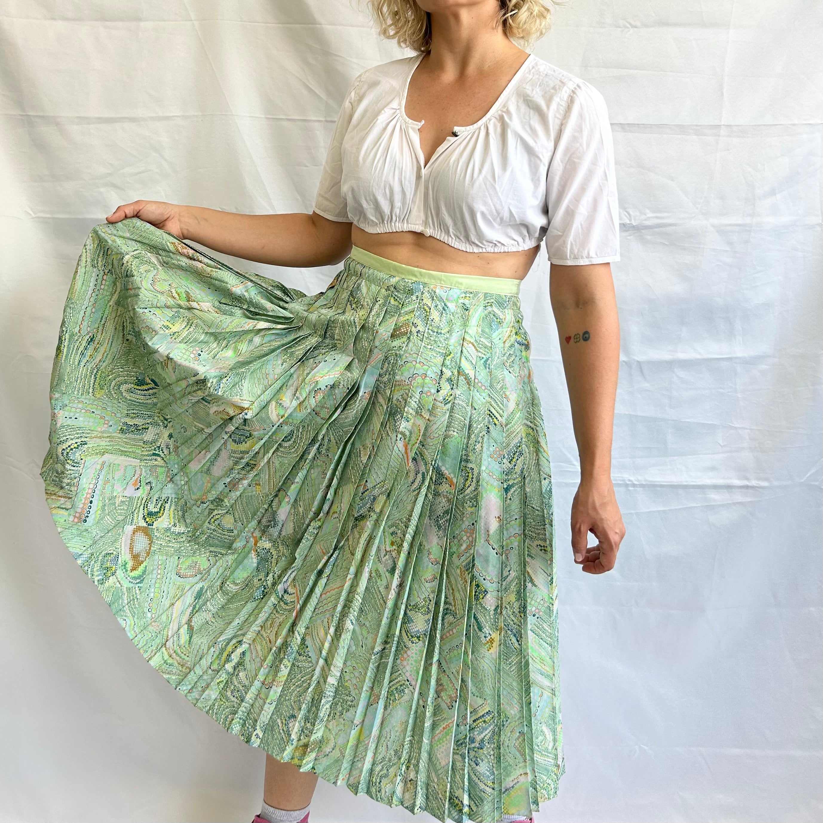 Vintage Pleated Floral Skirt