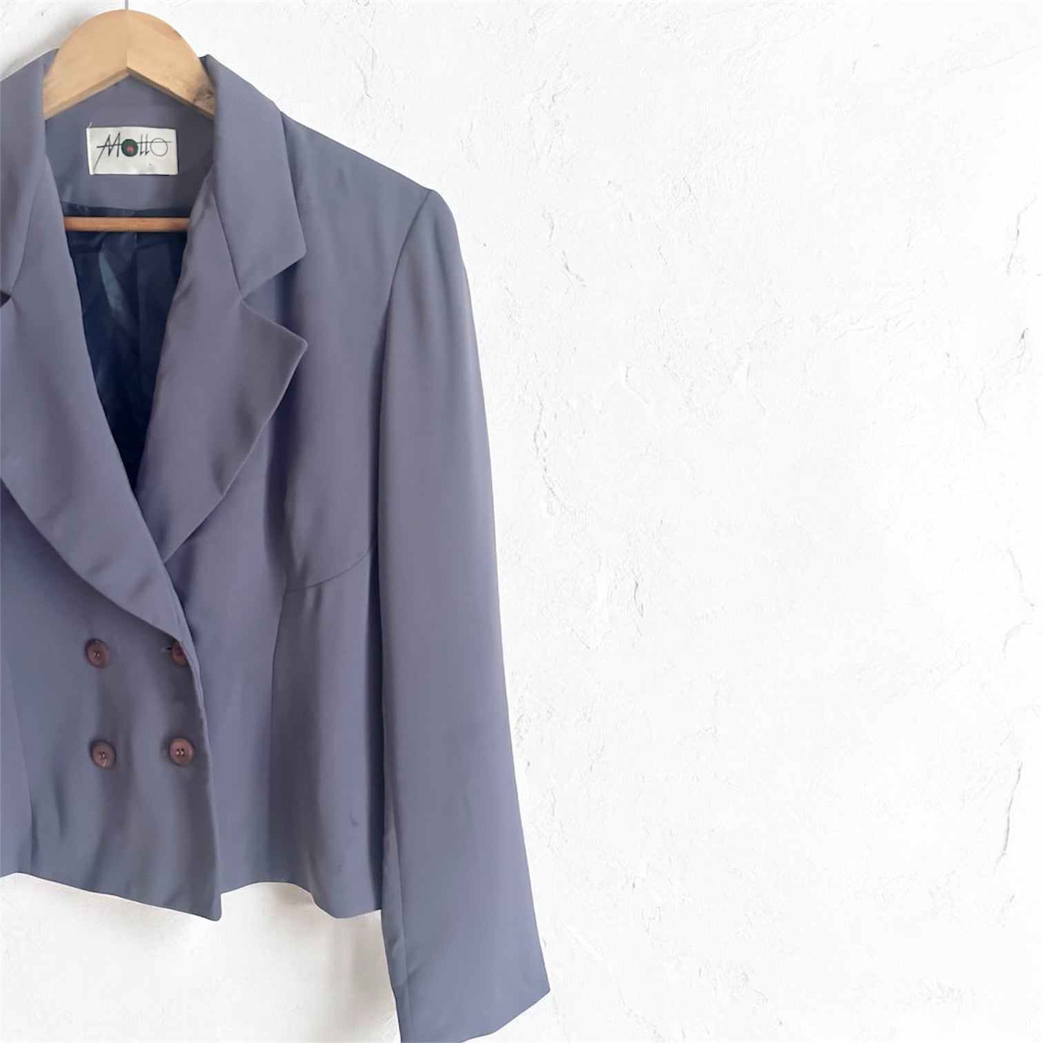 Vintage Cropped Double-Breasted Blazer in Greyish Lilac