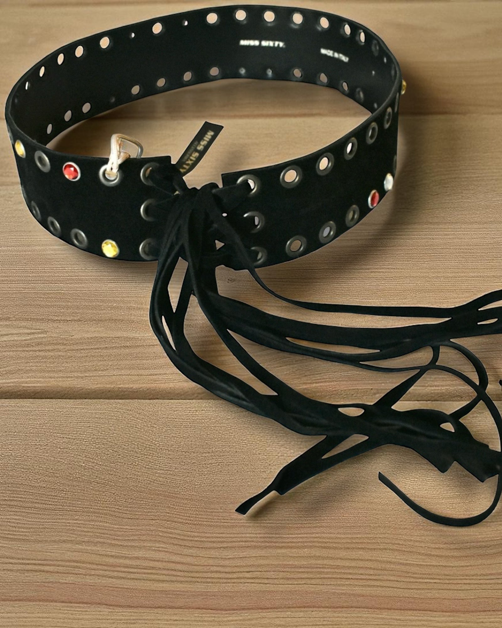 Miss Sixty “Ellie Belt” – Y2K Wide Suede Grommet Lace-Up Belt – Made in Italy – New with Tags