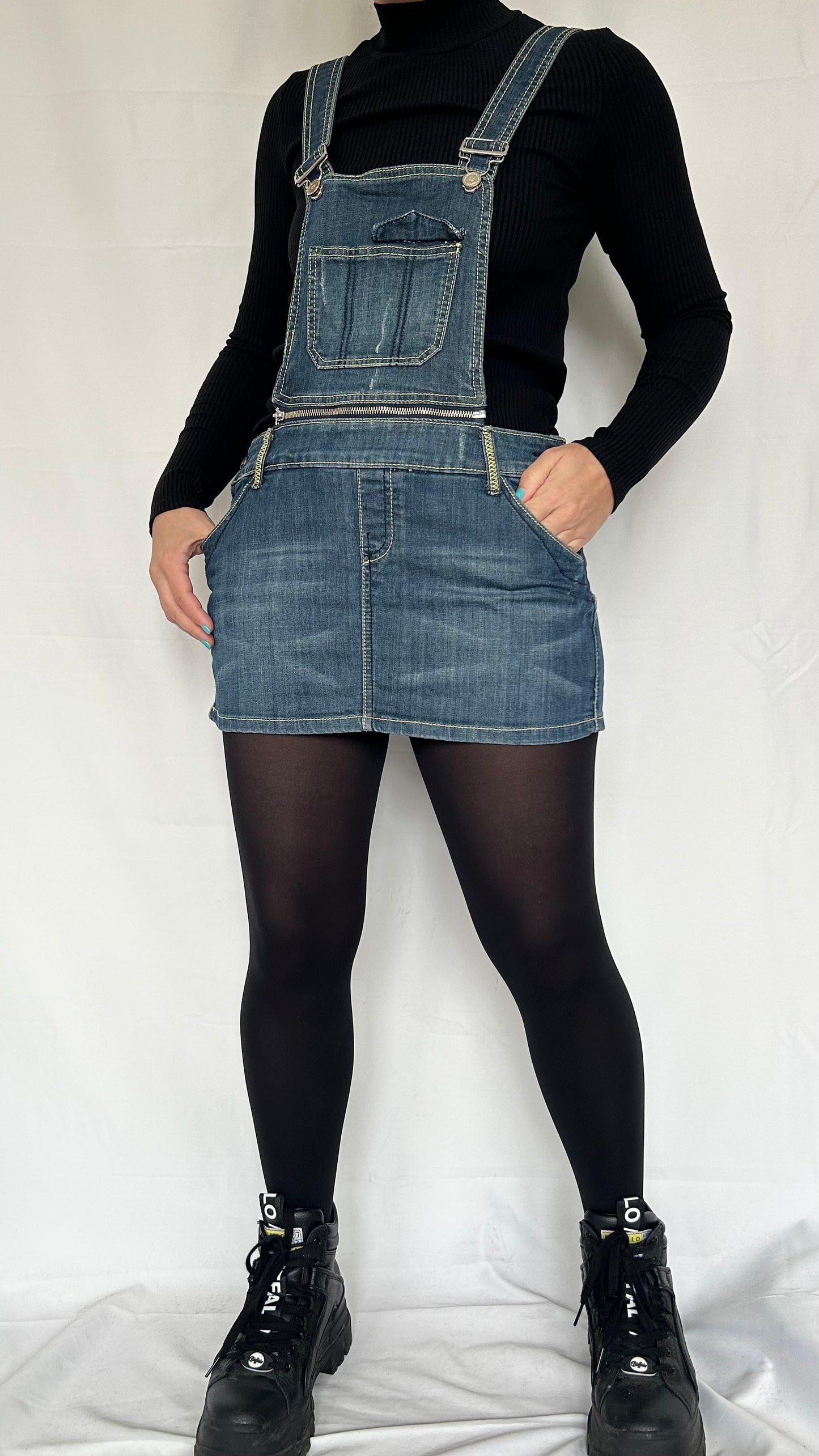 Y2K Mini Skirt Dungarees