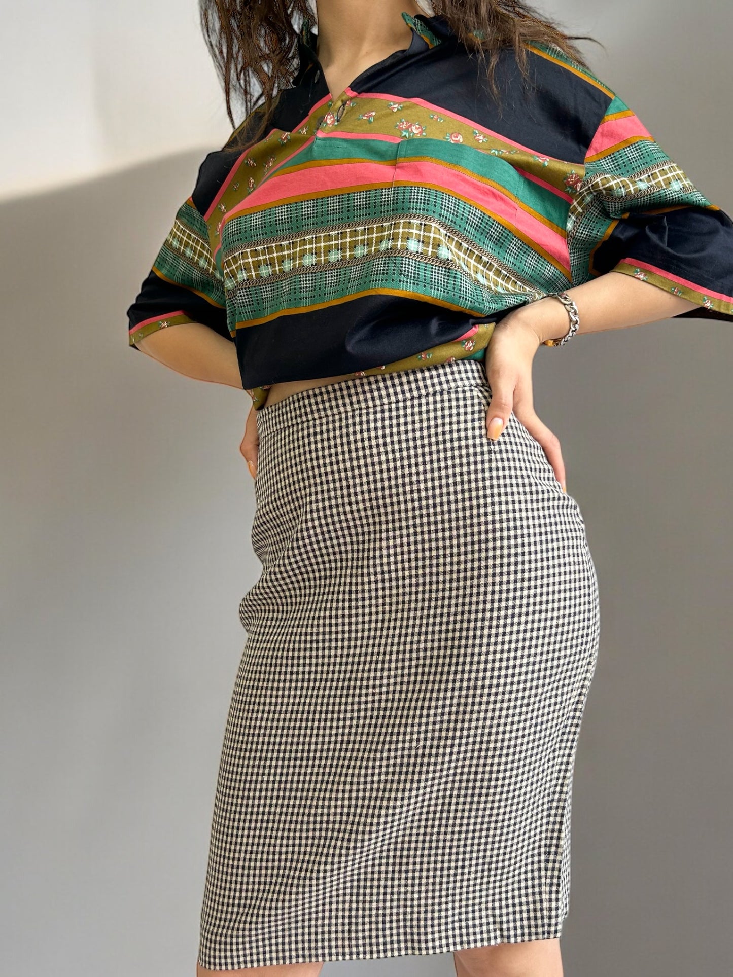 Vintage Plaid Midi Skirt