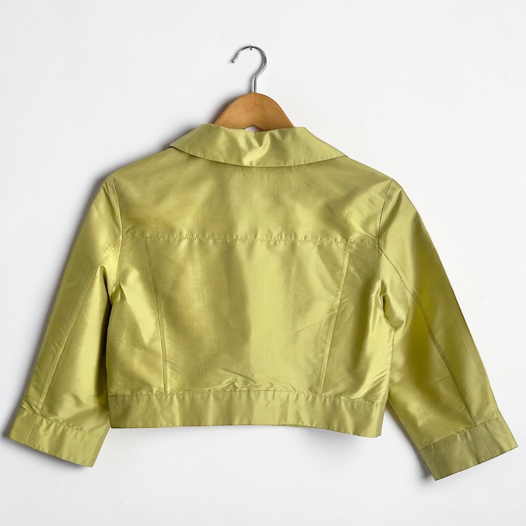 Luxury 100% Silk Cropped Bolero • Lime Green • Linea Raffaelli