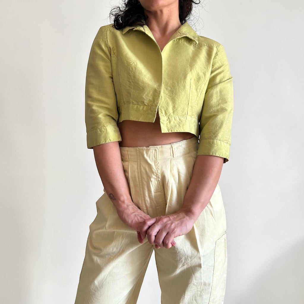 Luxury 100% Silk Cropped Bolero • Lime Green • Linea Raffaelli