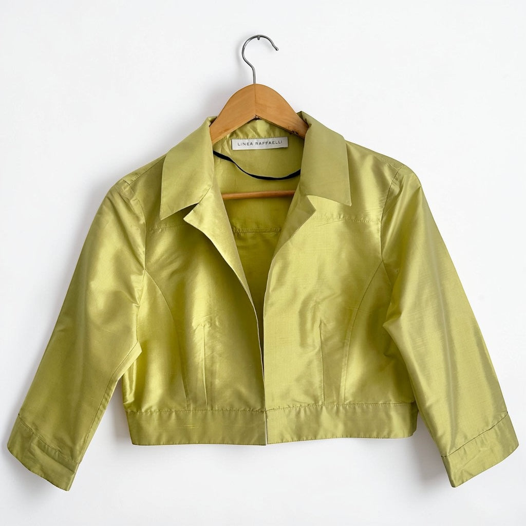 Luxury 100% Silk Cropped Bolero • Lime Green • Linea Raffaelli