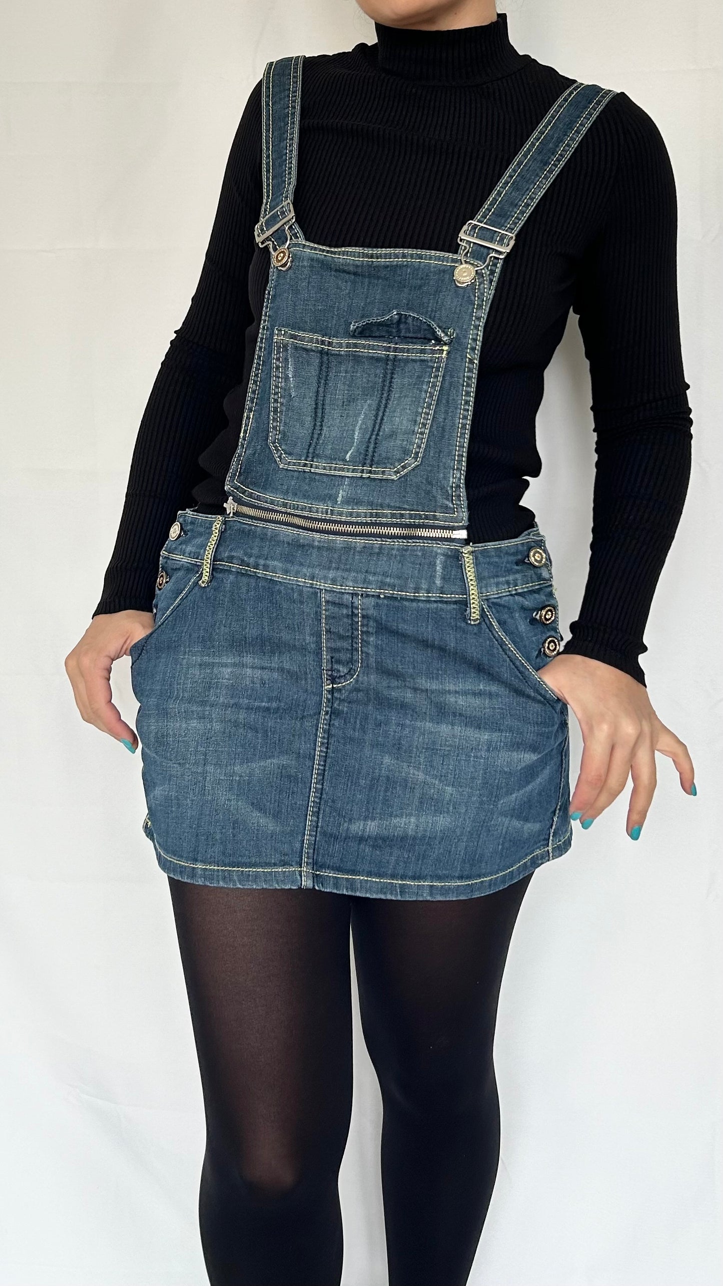 Y2K Mini Skirt Dungarees