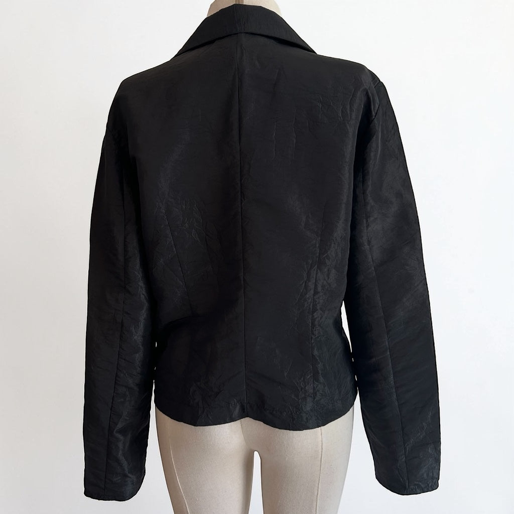 90s Structured Black Jacket • Unique Artistic Hand Details