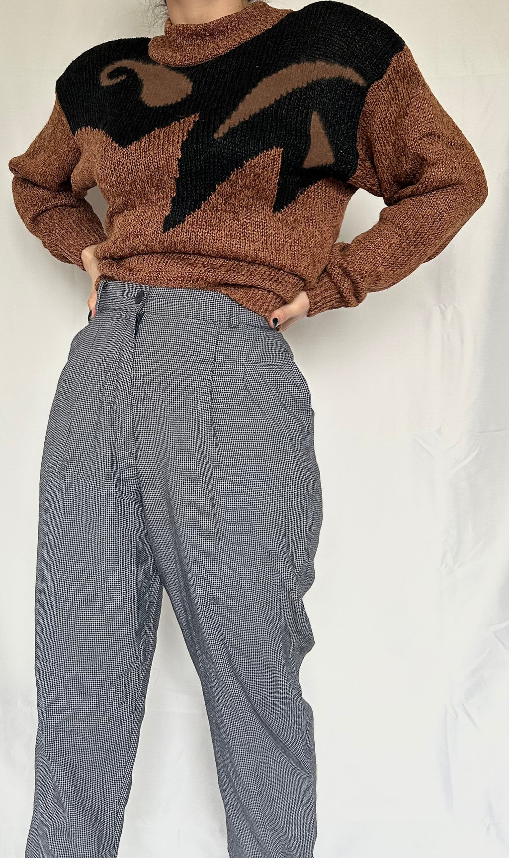 Vintage High Waisted Office Pants B&W