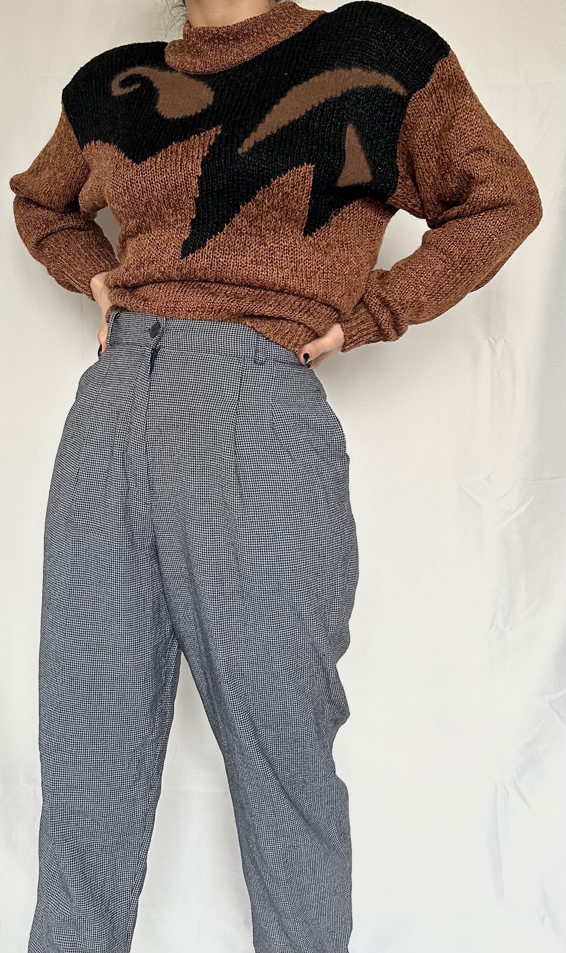Vintage High Waisted Office Pants B&W