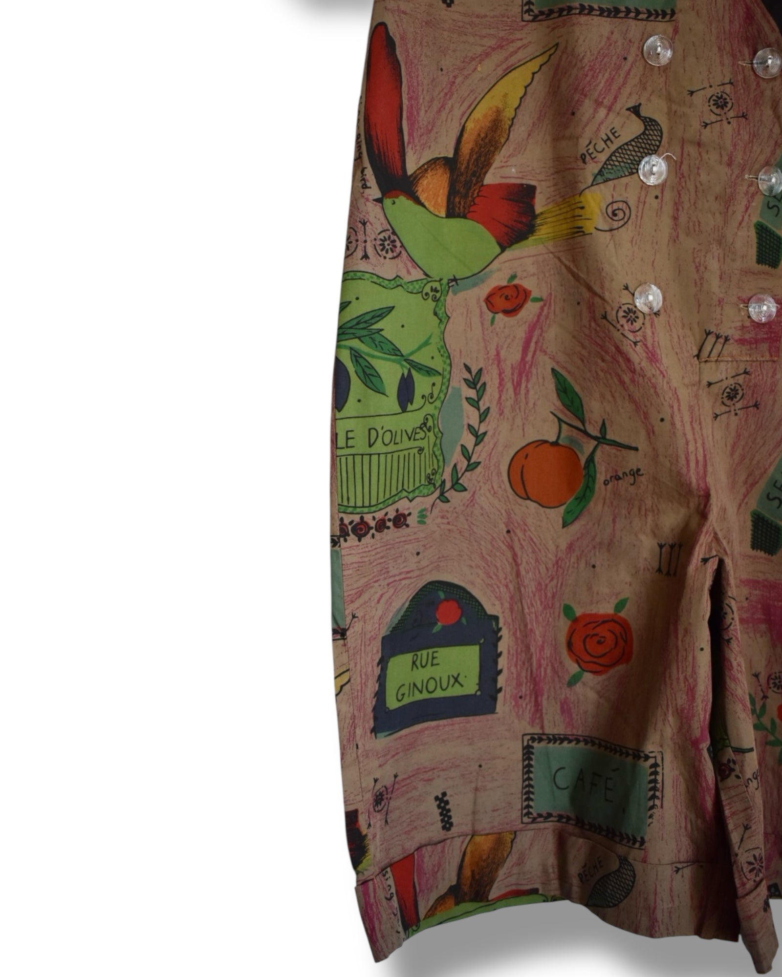 Vintage 80s Printed Jumpsuit – Oversized, Cotton, Shoulder Pads