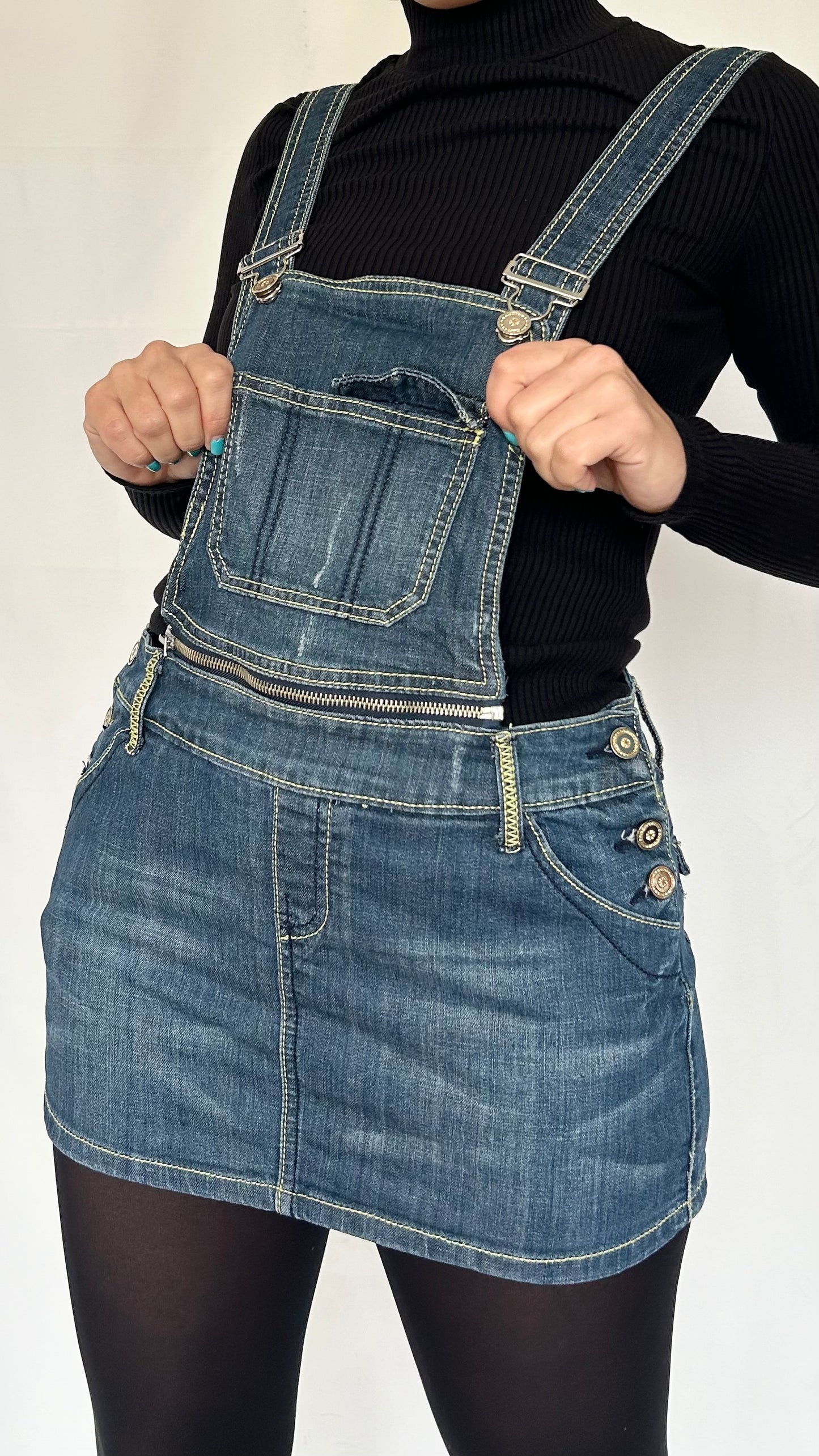 Y2K Mini Skirt Dungarees