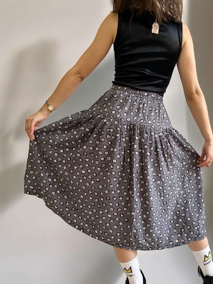 Vintage Flared Floral Skirt