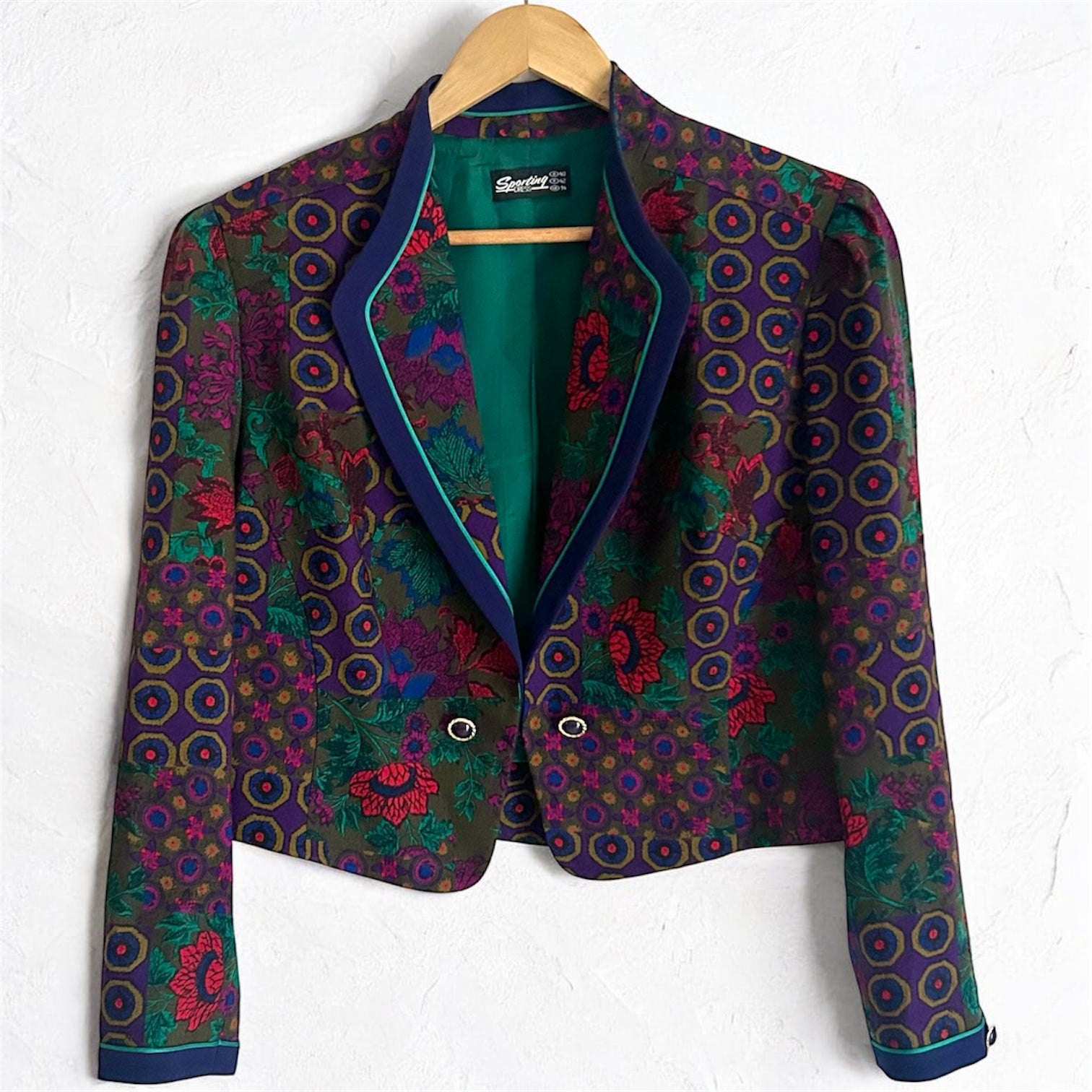 Vintage Maximalist Blazer – Dark Floral & Geometric Motif