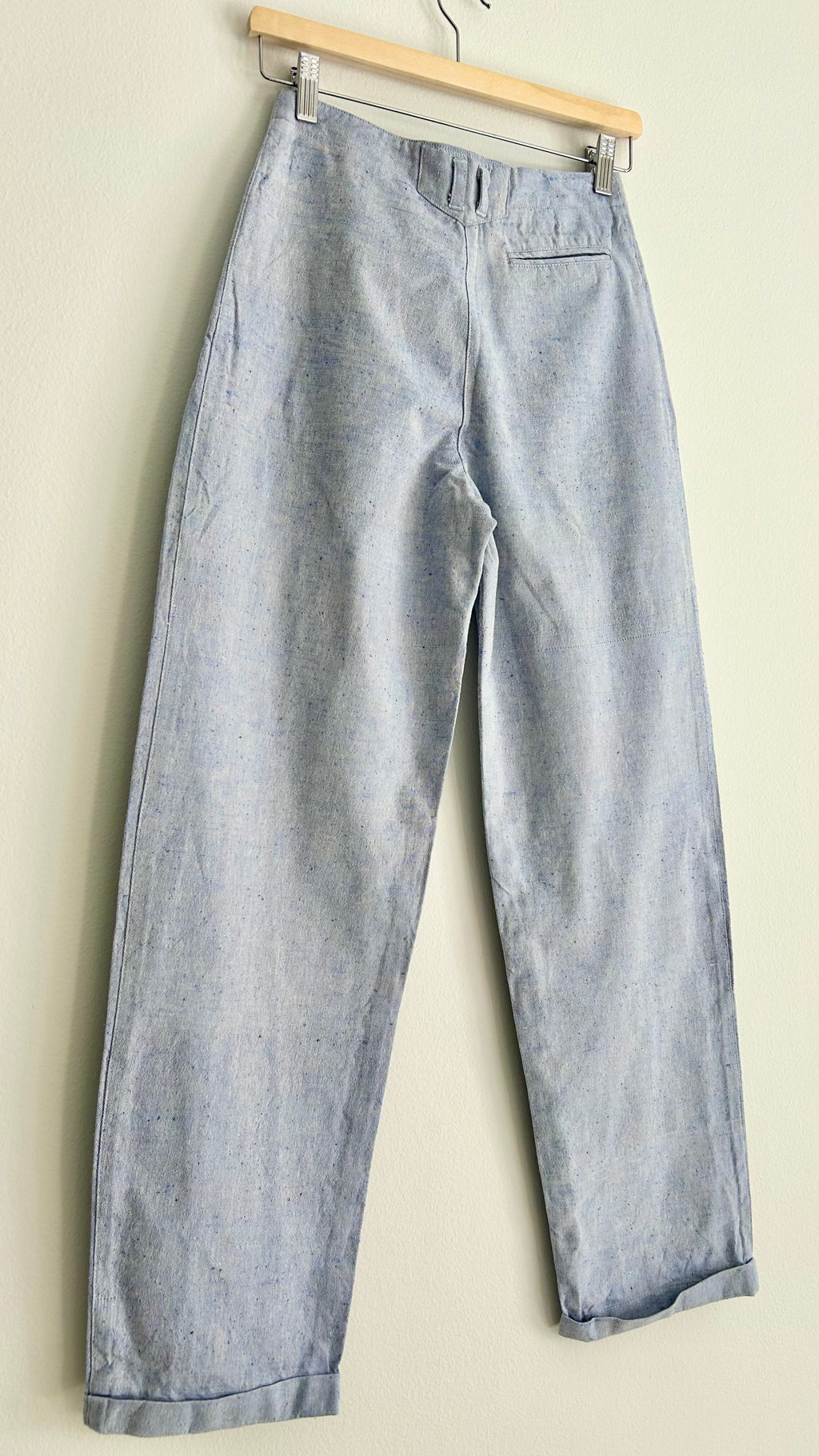 Vintage 1980s High-Waist Cotton Pants | Light Blue | XS–S