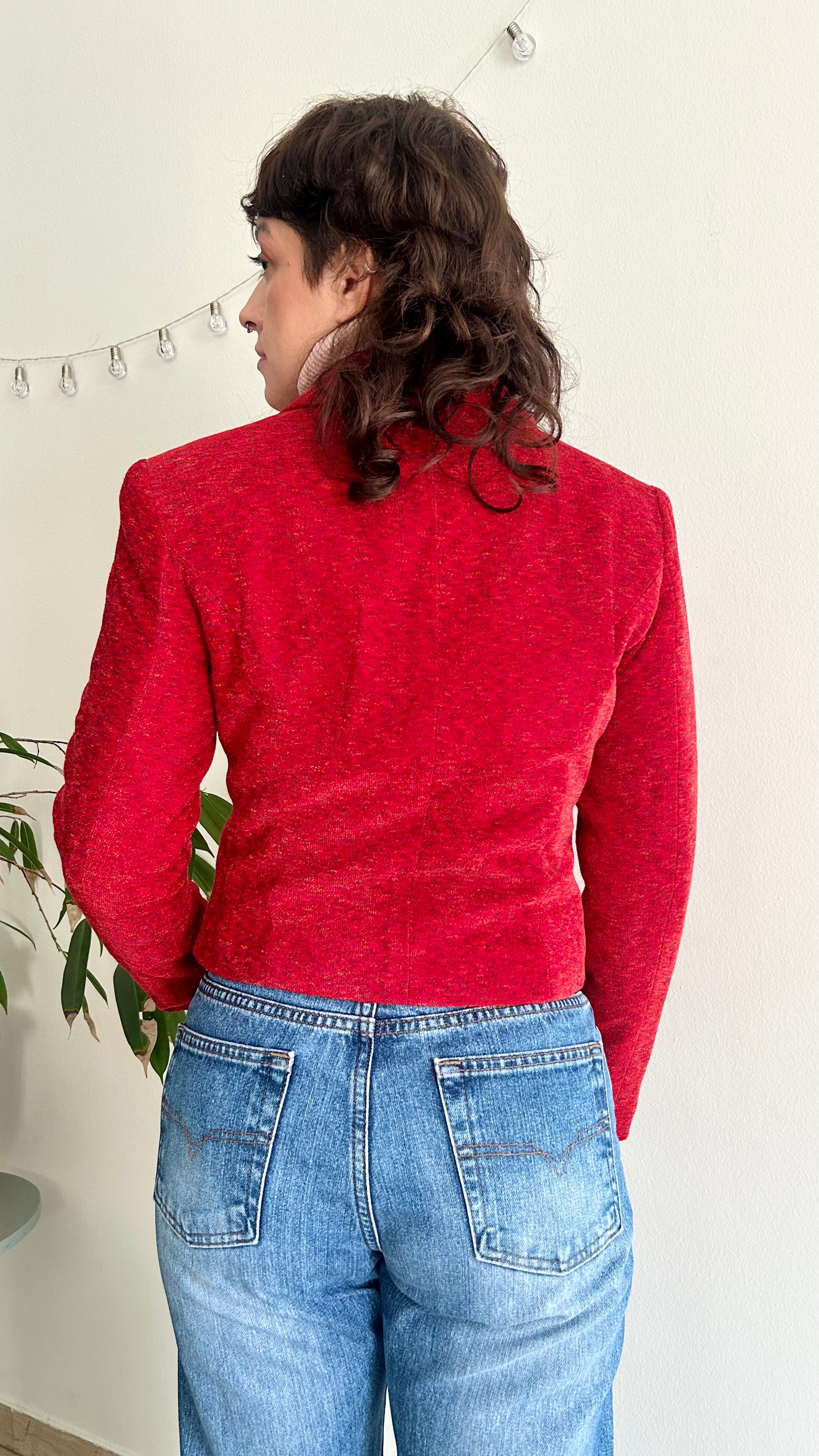 Vintage Textured Red Blazer