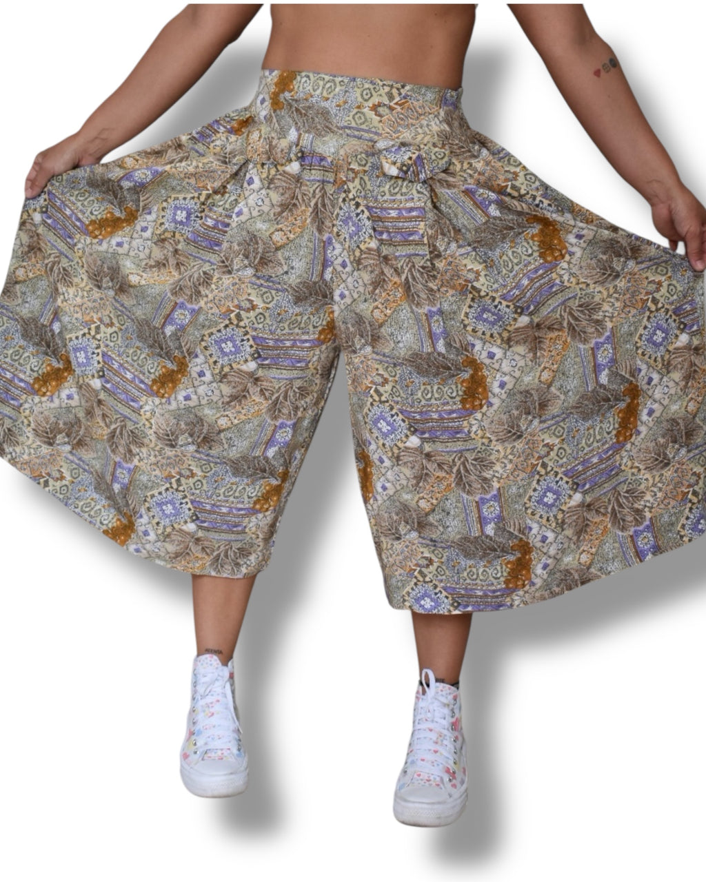 Vintage Wide-Leg Culotte Shorts – 100% Viscose