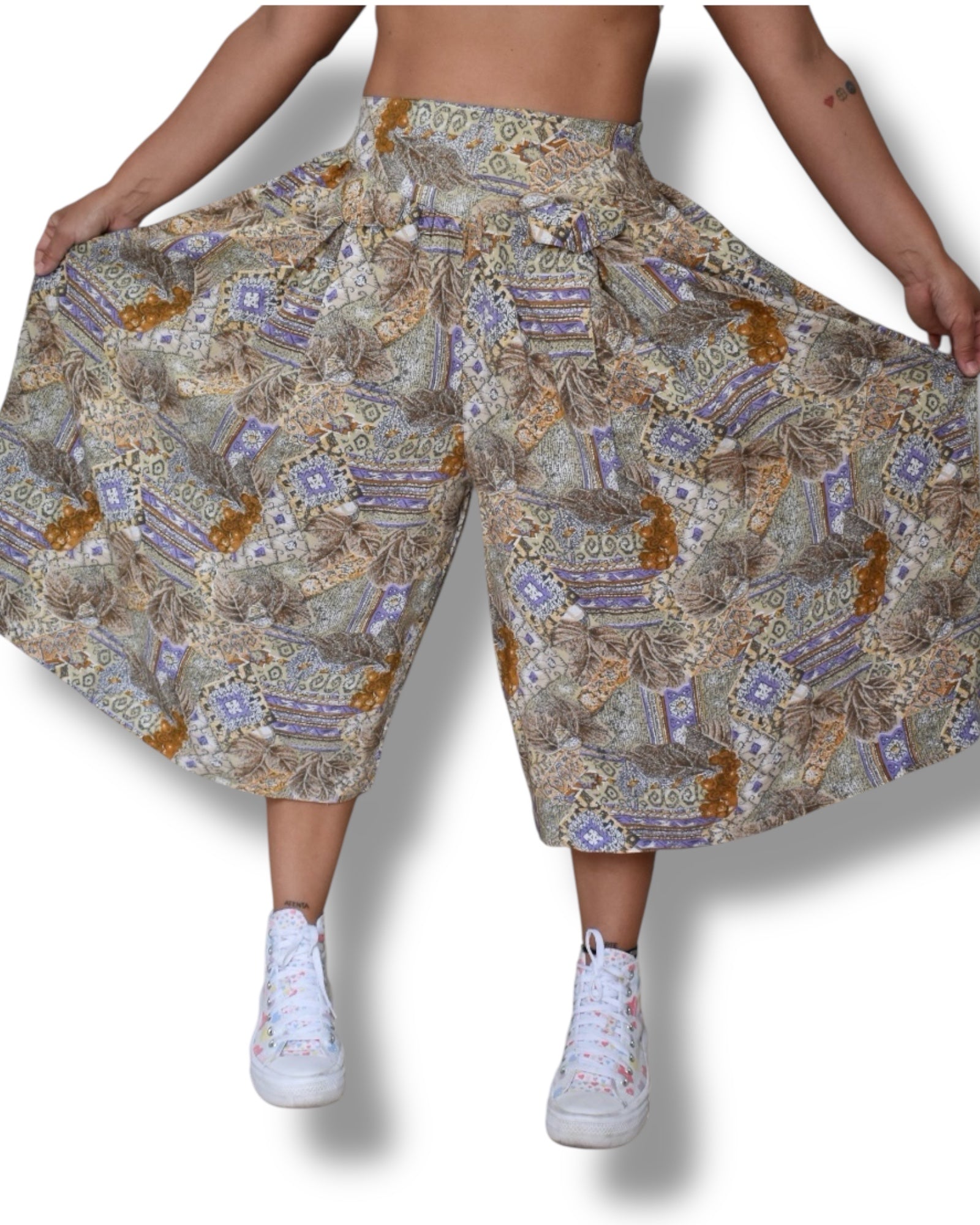 Vintage Wide-Leg Culotte Shorts – 100% Viscose
