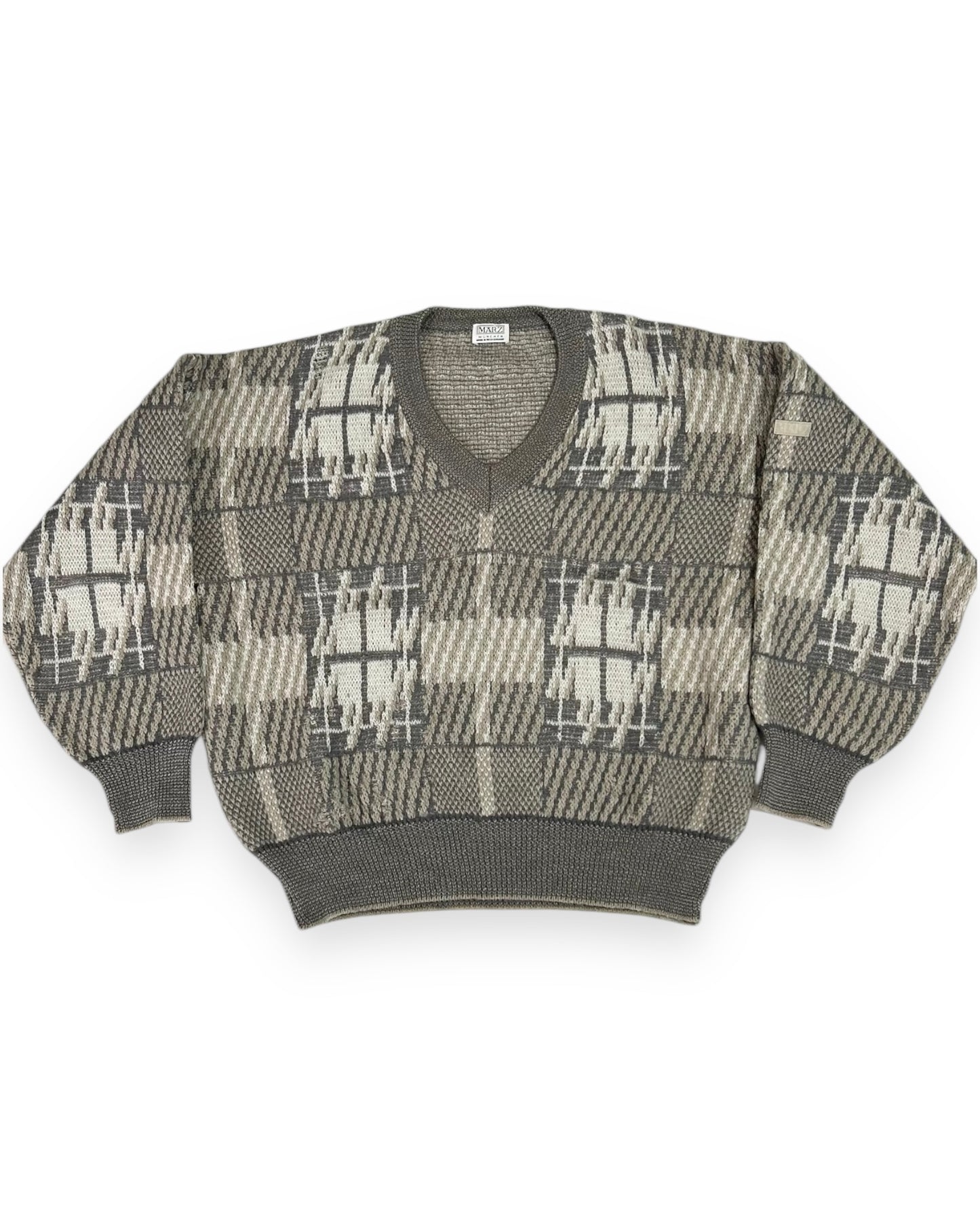 Vintage Patterned Grey Sweater