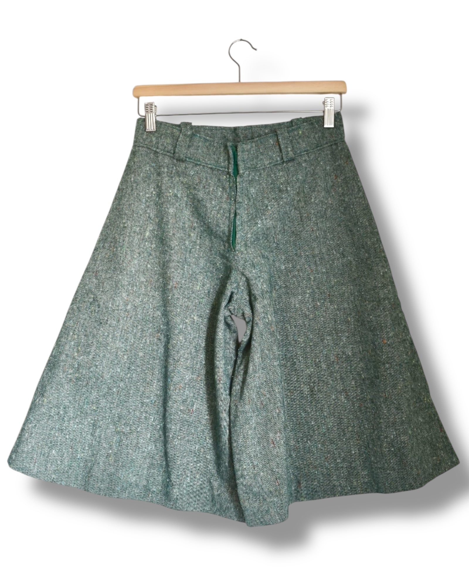Vintage Women’s Green Wool Tweed Culotte Shorts