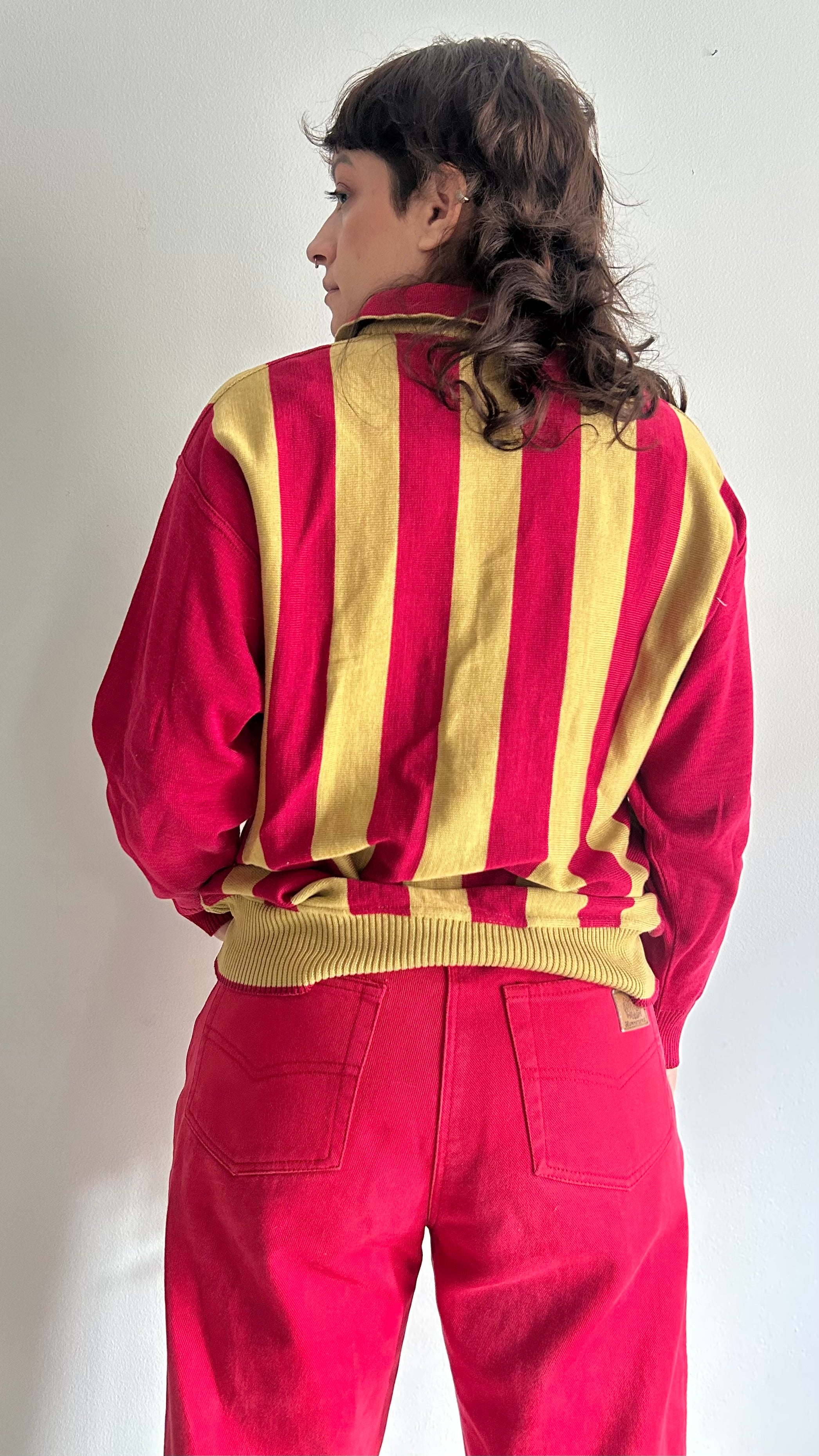 Vintage Etienne Aigner Striped Long Sleeve Polo