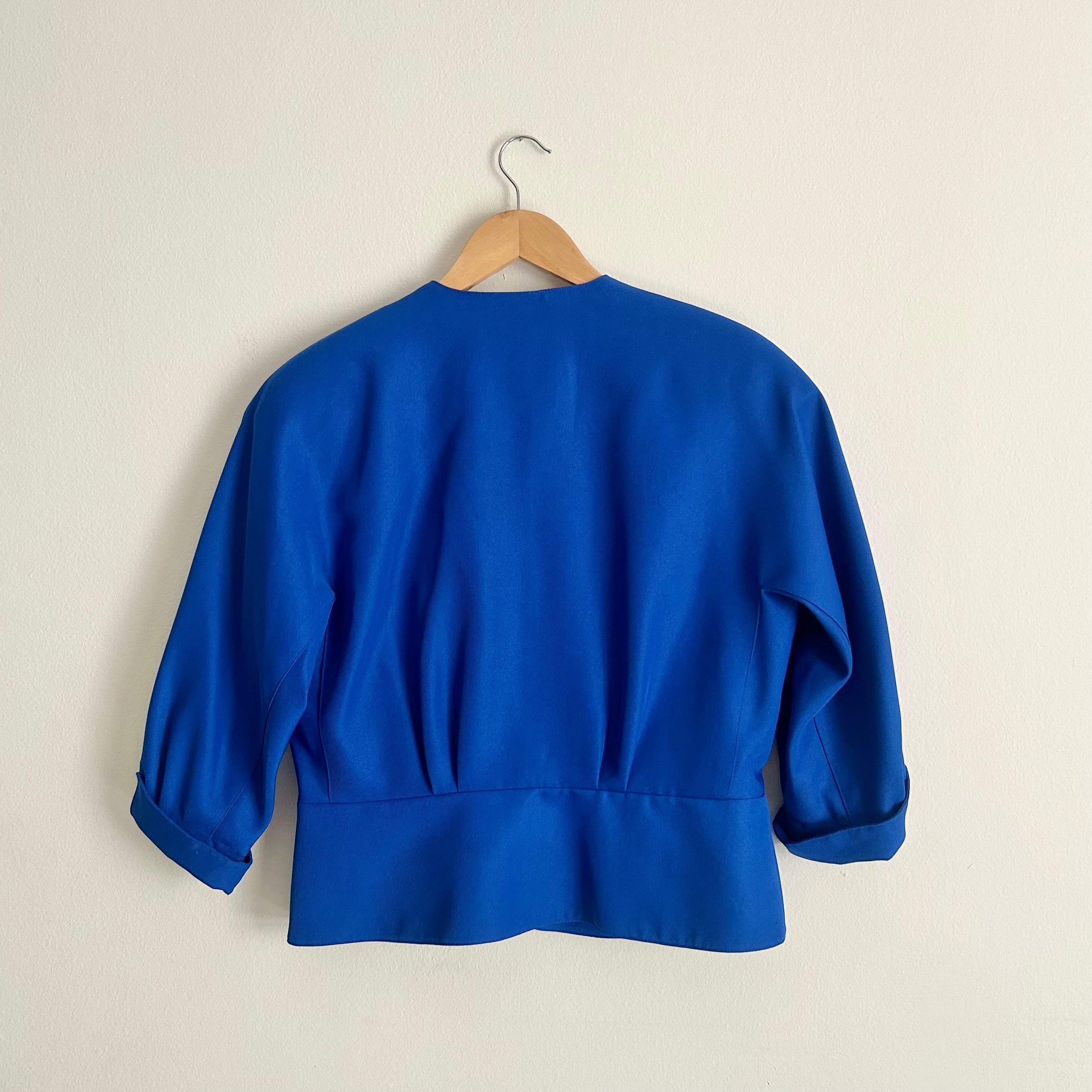 1980s Cobalt Blue Cropped Power Blazer