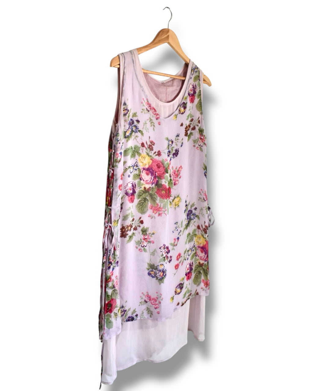 Vintage Lilac Floral Sheer Midi Dress