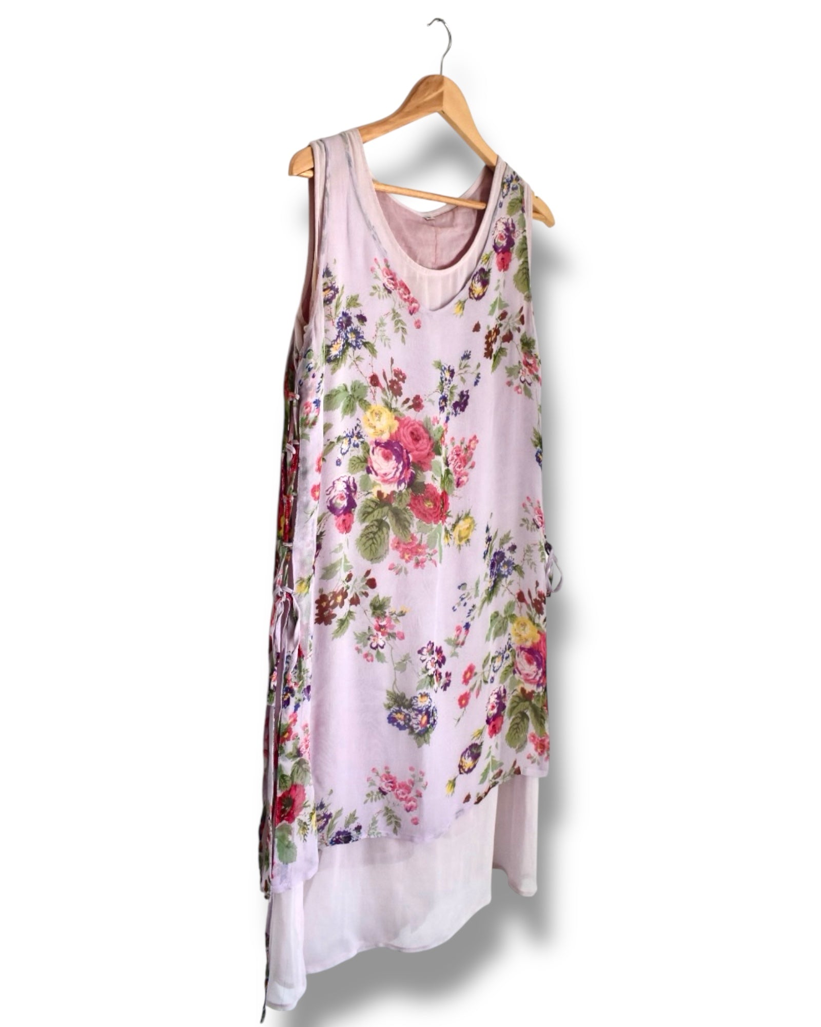 Vintage Lilac Floral Sheer Midi Dress
