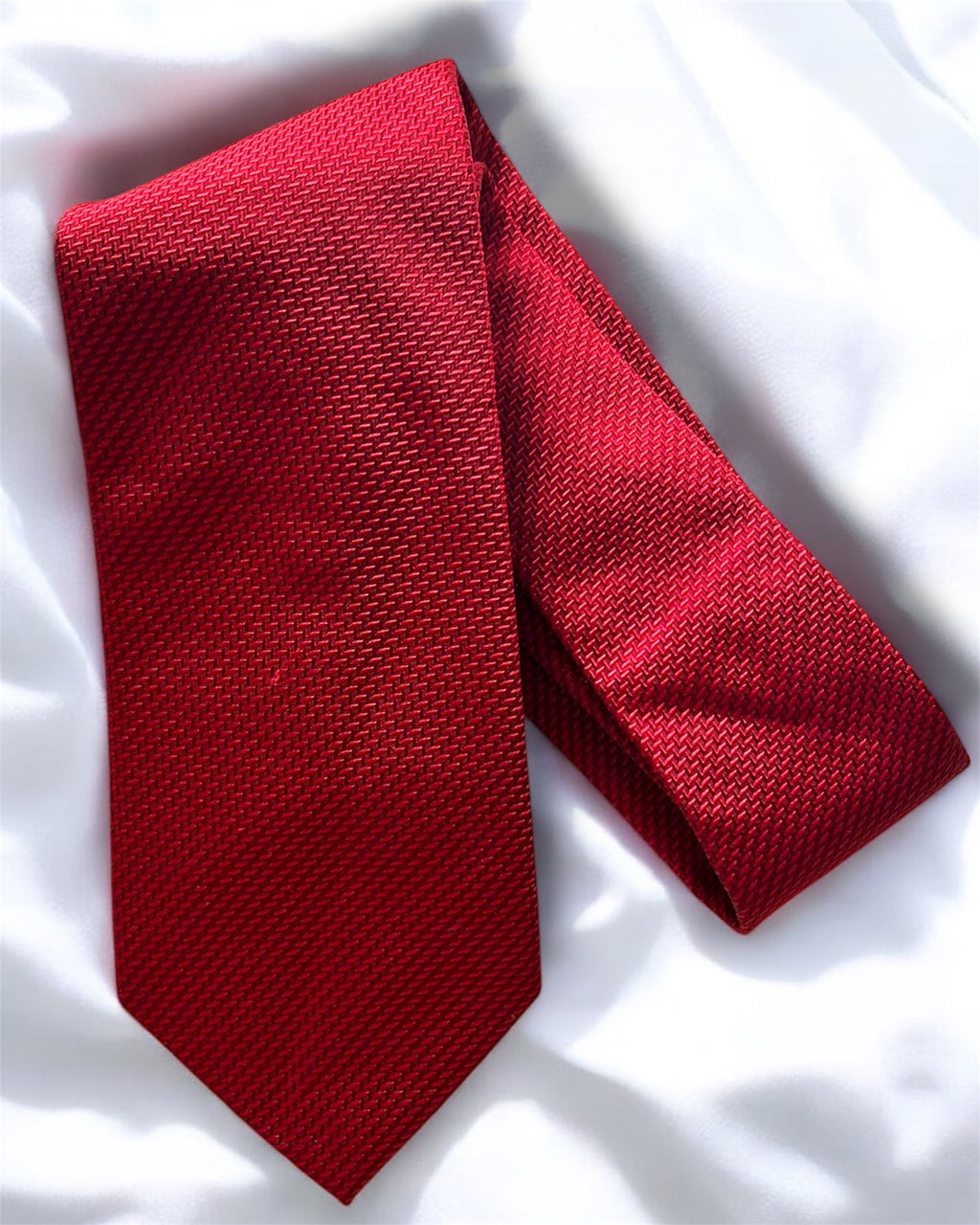 Vintage Silk Tie — Red Textured Weave