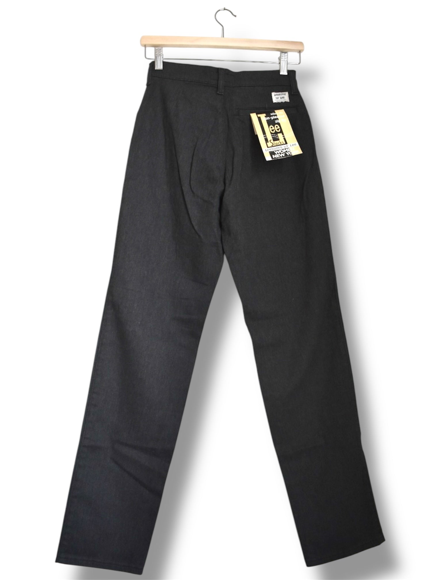 Vintage 1970s–80s Lee Leesures Women’s Slim Fit Dark Grey Stretch Pants – Deadstock with Tags