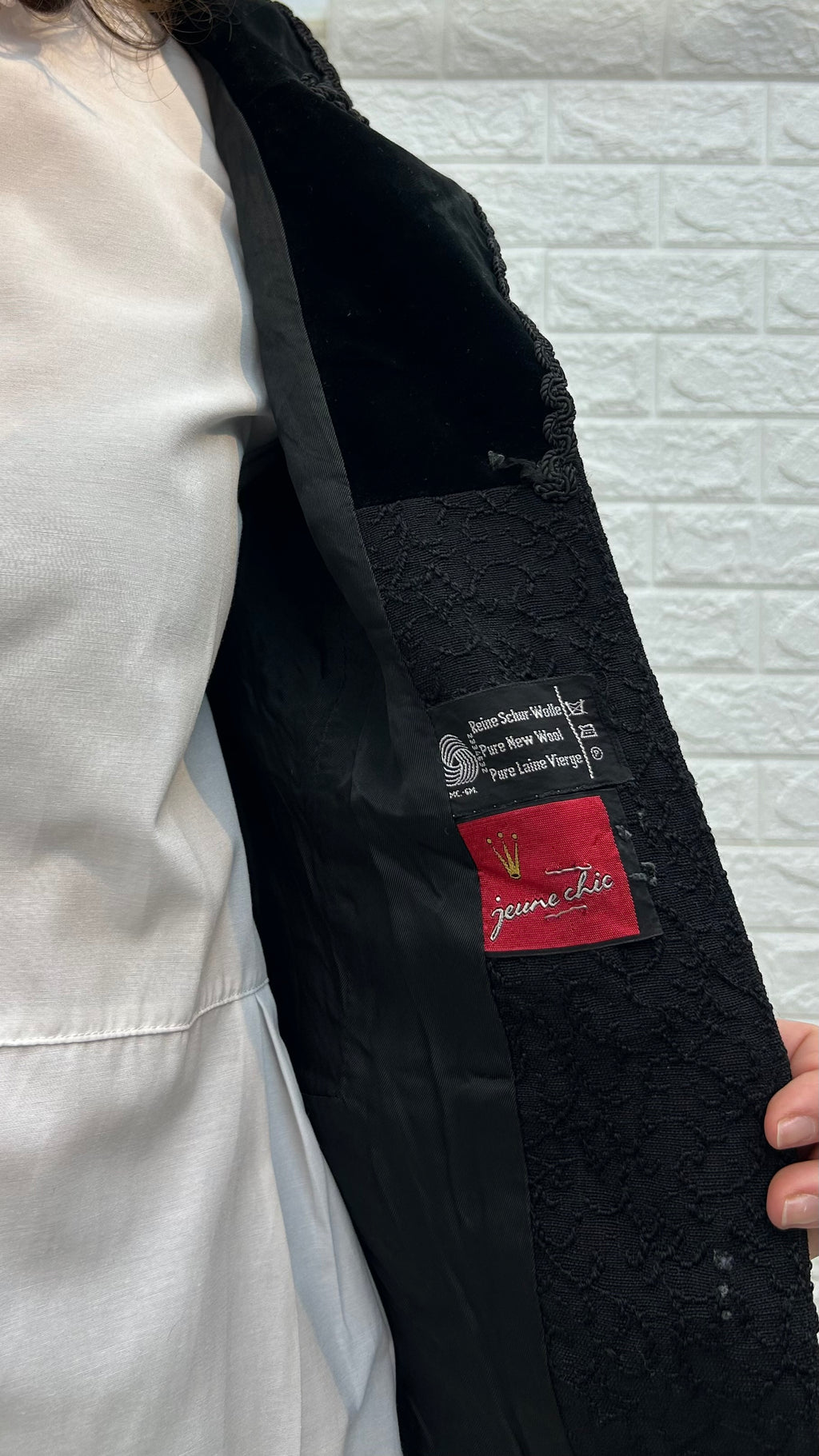 Vintage Black Embroidered Wool Blazer