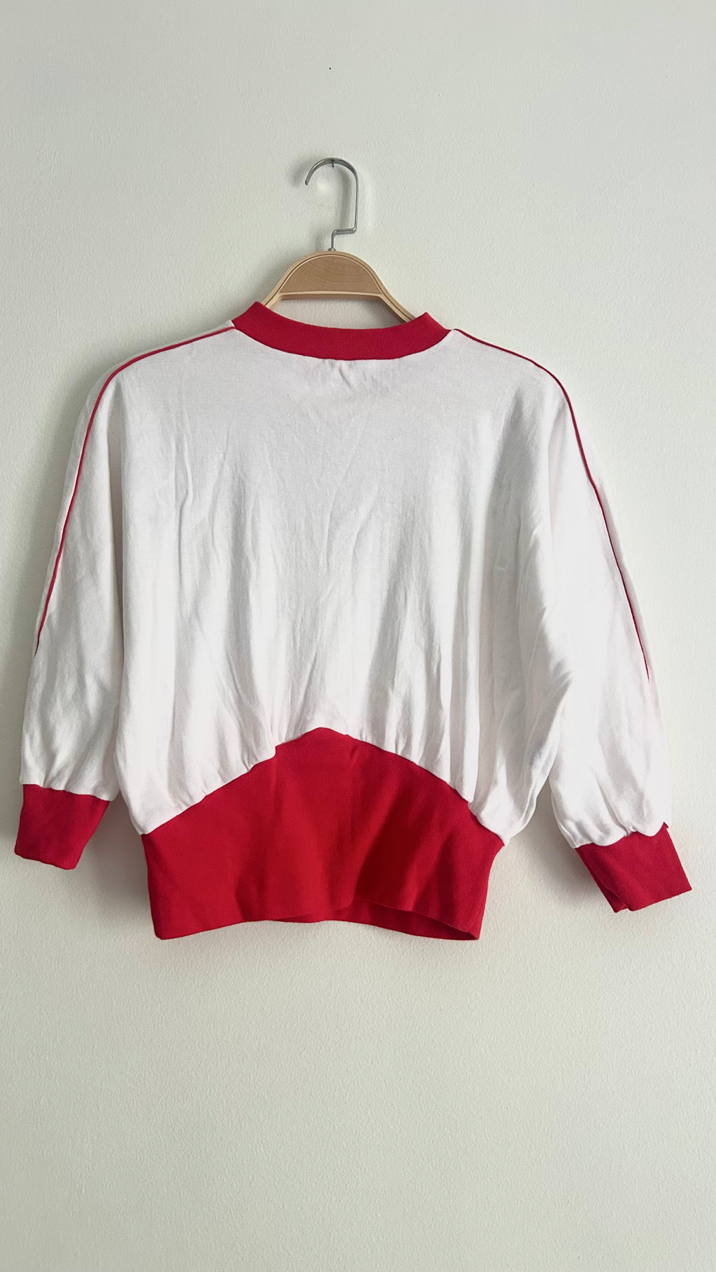 Vintage White 3/4 Sleeve Women’s Shirt with Red Details