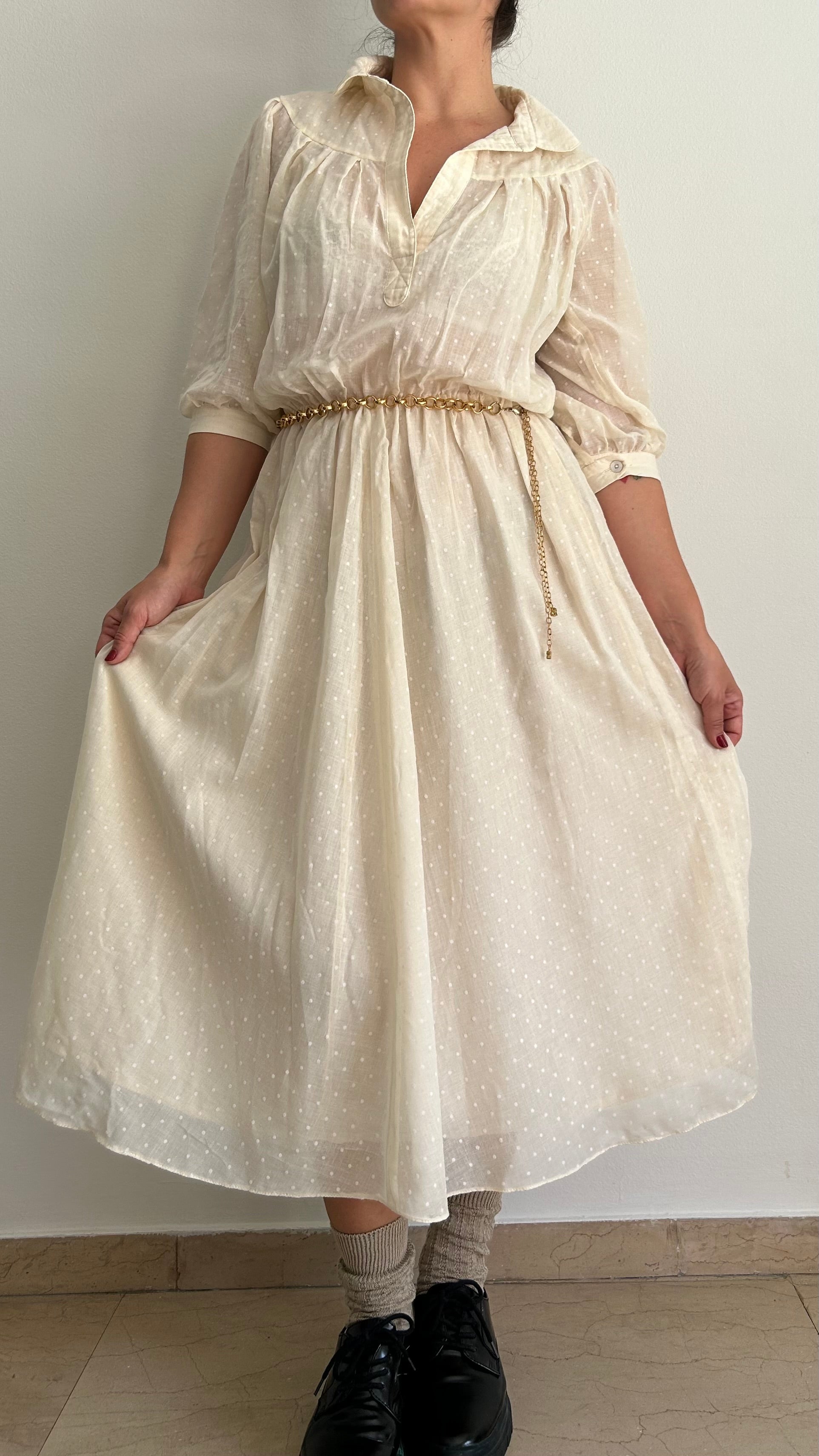 Vintage 1970s Long Dress – Sheer Top & Lined Skirt
