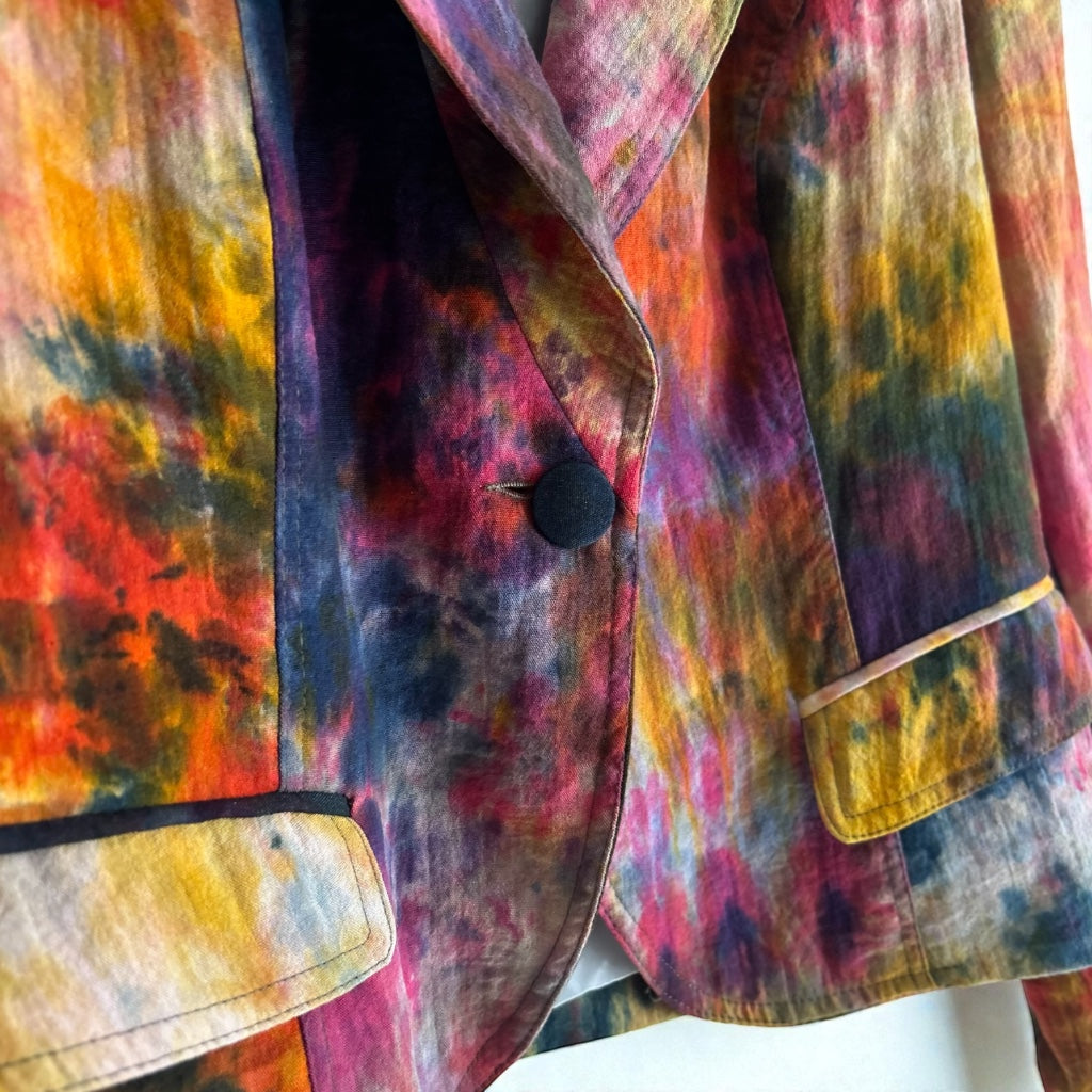 Y2K Abstract Tie-Dye Structured Blazer