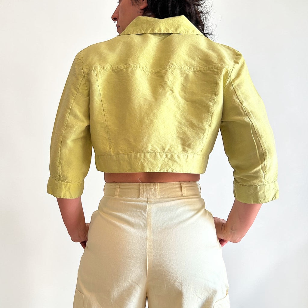 Luxury 100% Silk Cropped Bolero • Lime Green • Linea Raffaelli